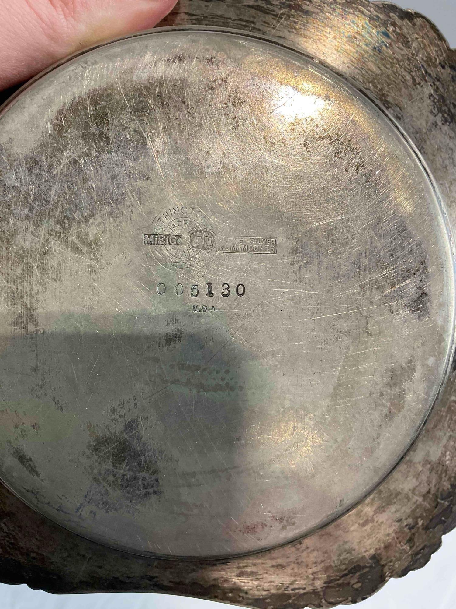 6 pcs Vintage Silver Plated Dish Assortment, incl. 2x Wilcox Apple, 1x P.A. Coon & More! See pics. - 9