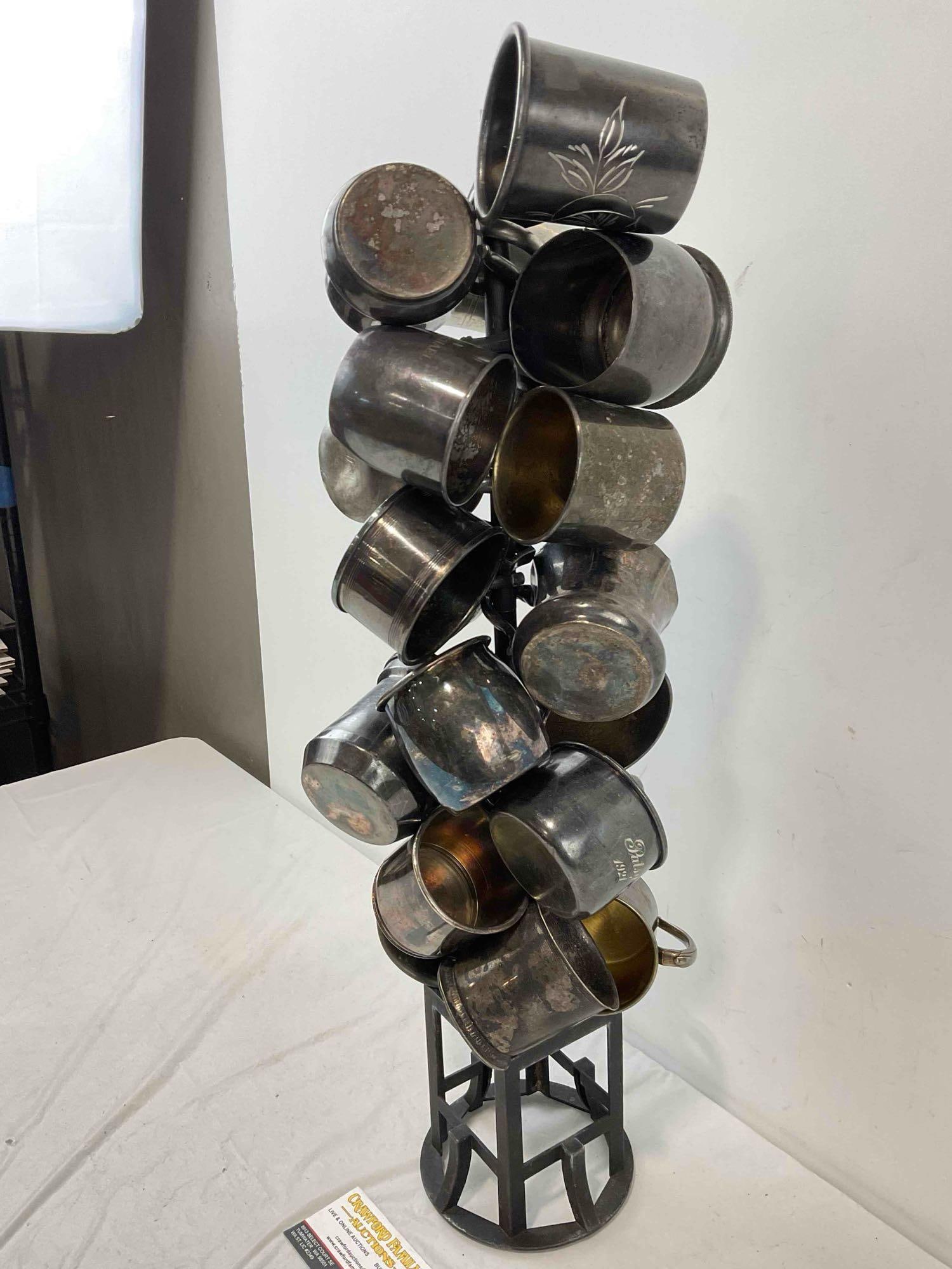 21 pcs Vintage Silver Plated & Pewter Christening Cup Assortment. Very Good Condition. See pics. - 2