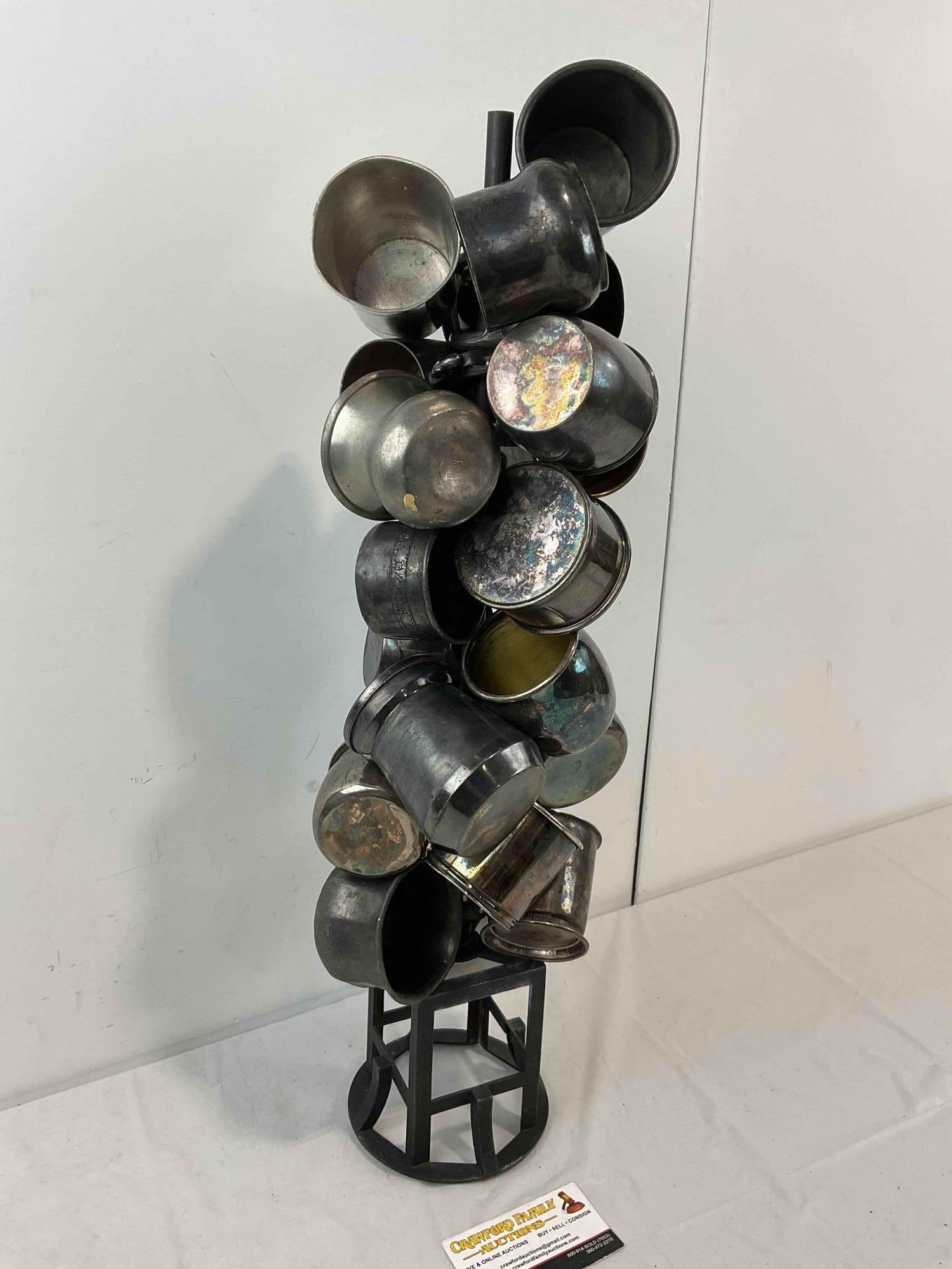 21 pcs Vintage Silver Plated & Pewter Christening Cup Assortment. Very Good Condition. See pics. - 3