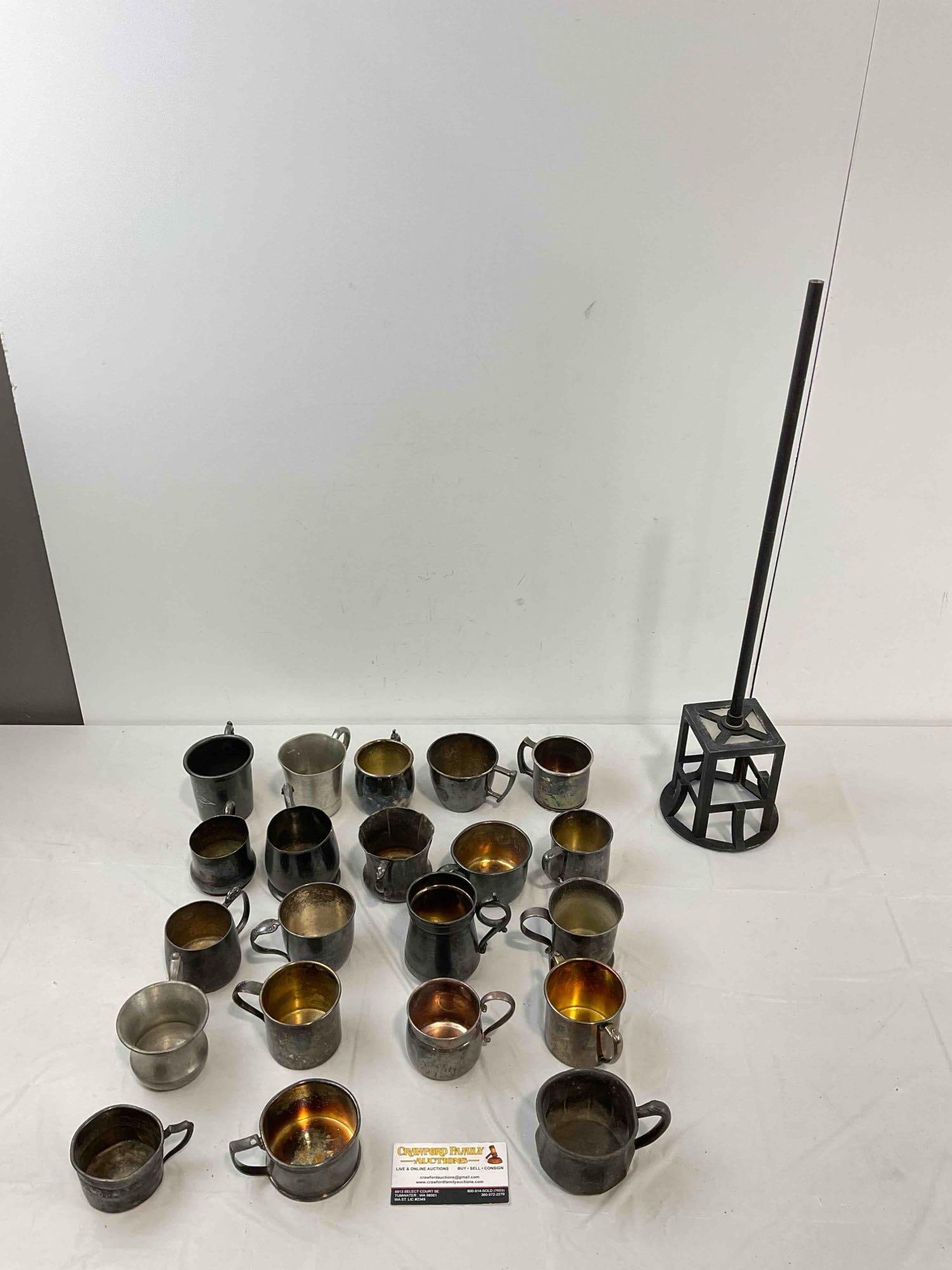 21 pcs Vintage Silver Plated & Pewter Christening Cup Assortment. Very Good Condition. See pics. - 4