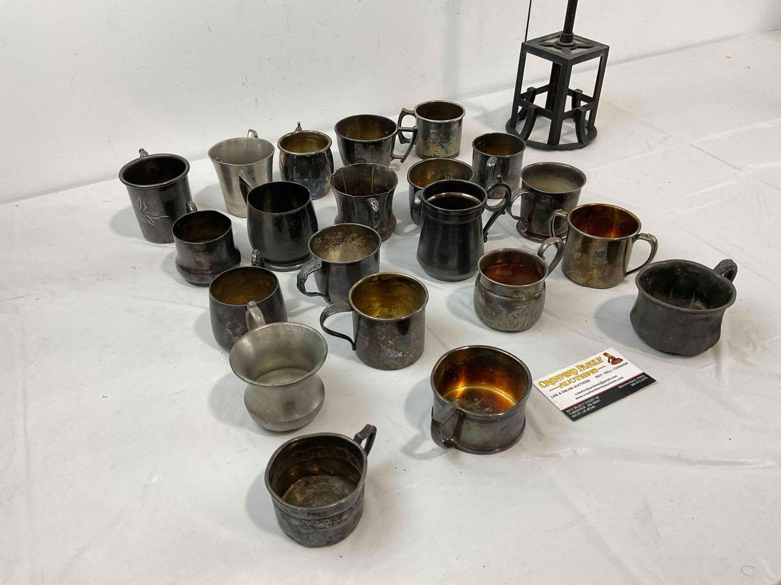21 pcs Vintage Silver Plated & Pewter Christening Cup Assortment. Very Good Condition. See pics. - 6