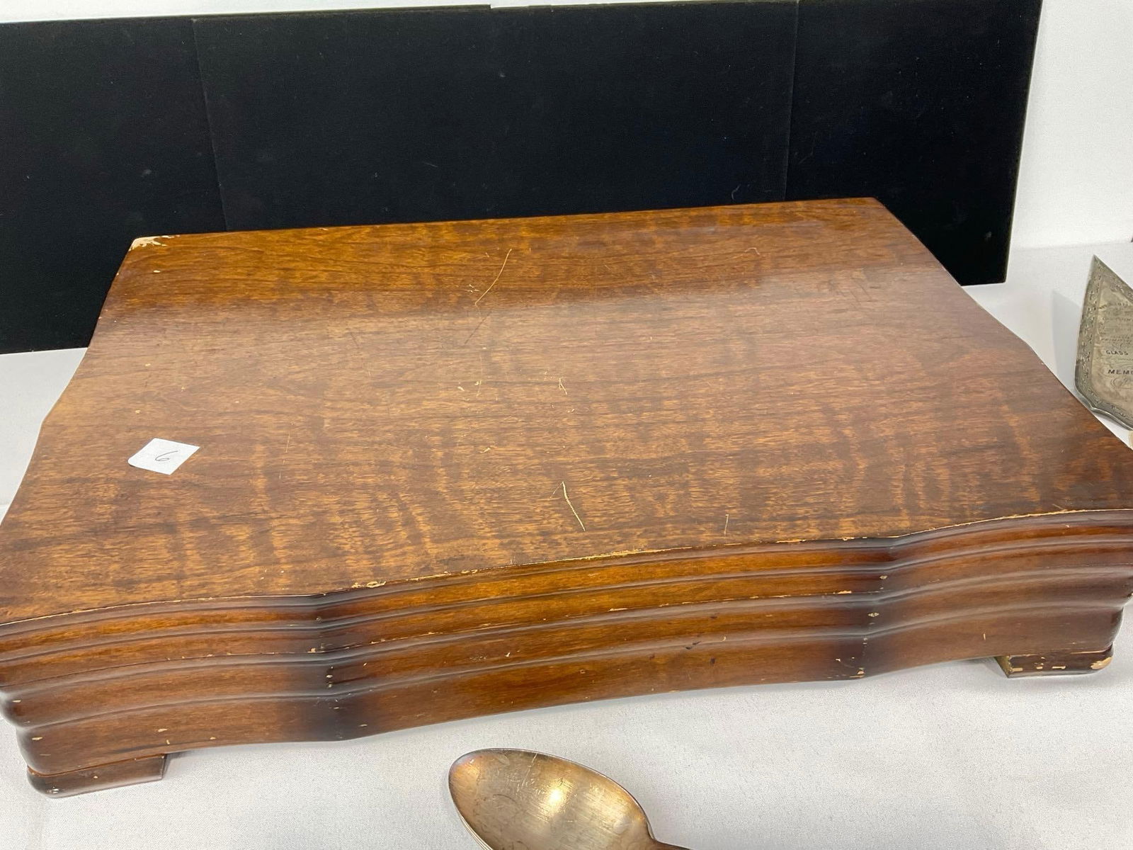 Vintage Flatware Case w/ Sterling Spoons, 125.2 grams ttw & Antique Servingware, marked 6/22/1875 - 15