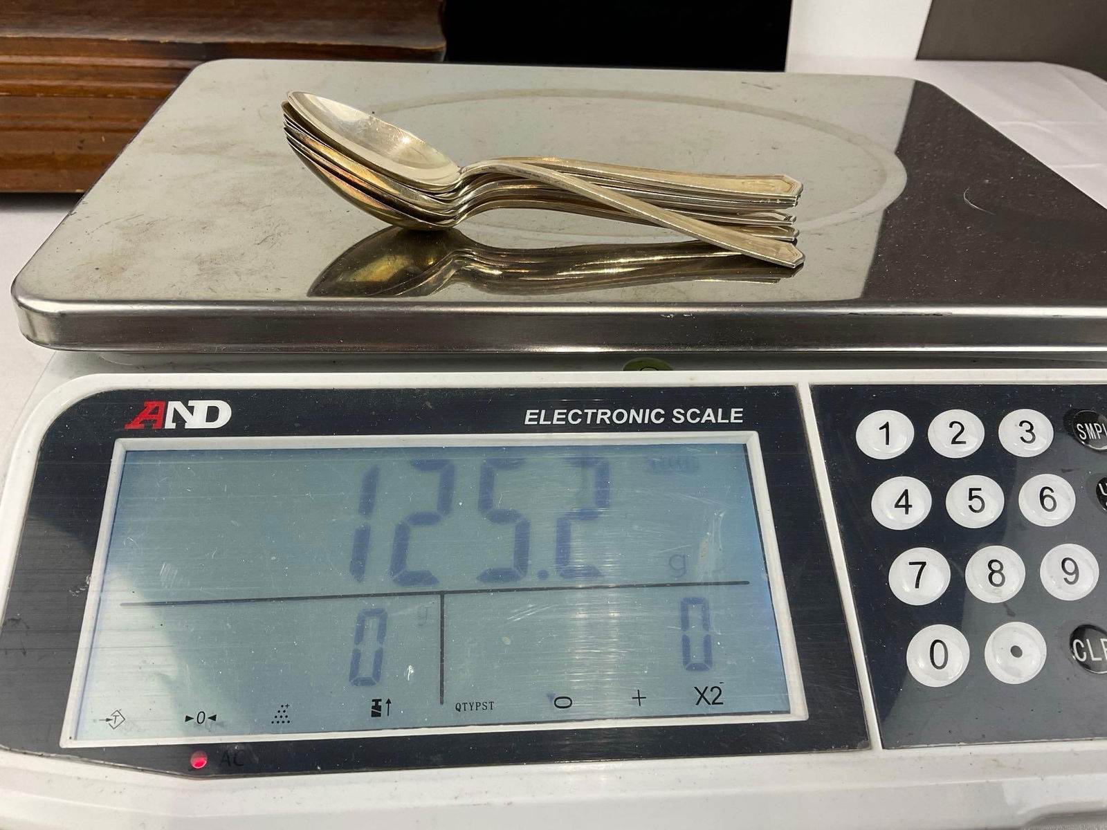 Vintage Flatware Case w/ Sterling Spoons, 125.2 grams ttw & Antique Servingware, marked 6/22/1875 - 17