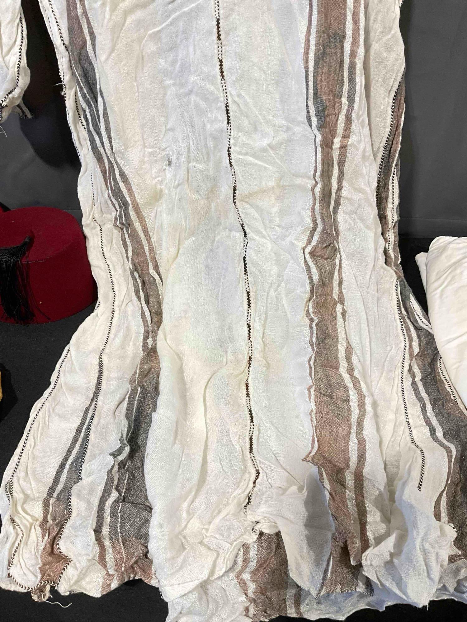 5 pcs Vintage Moroccan Clothing, incl. 2x Red Hats, 1x Pair Leather Shoes, 2x Long Tops. See pics. - 4