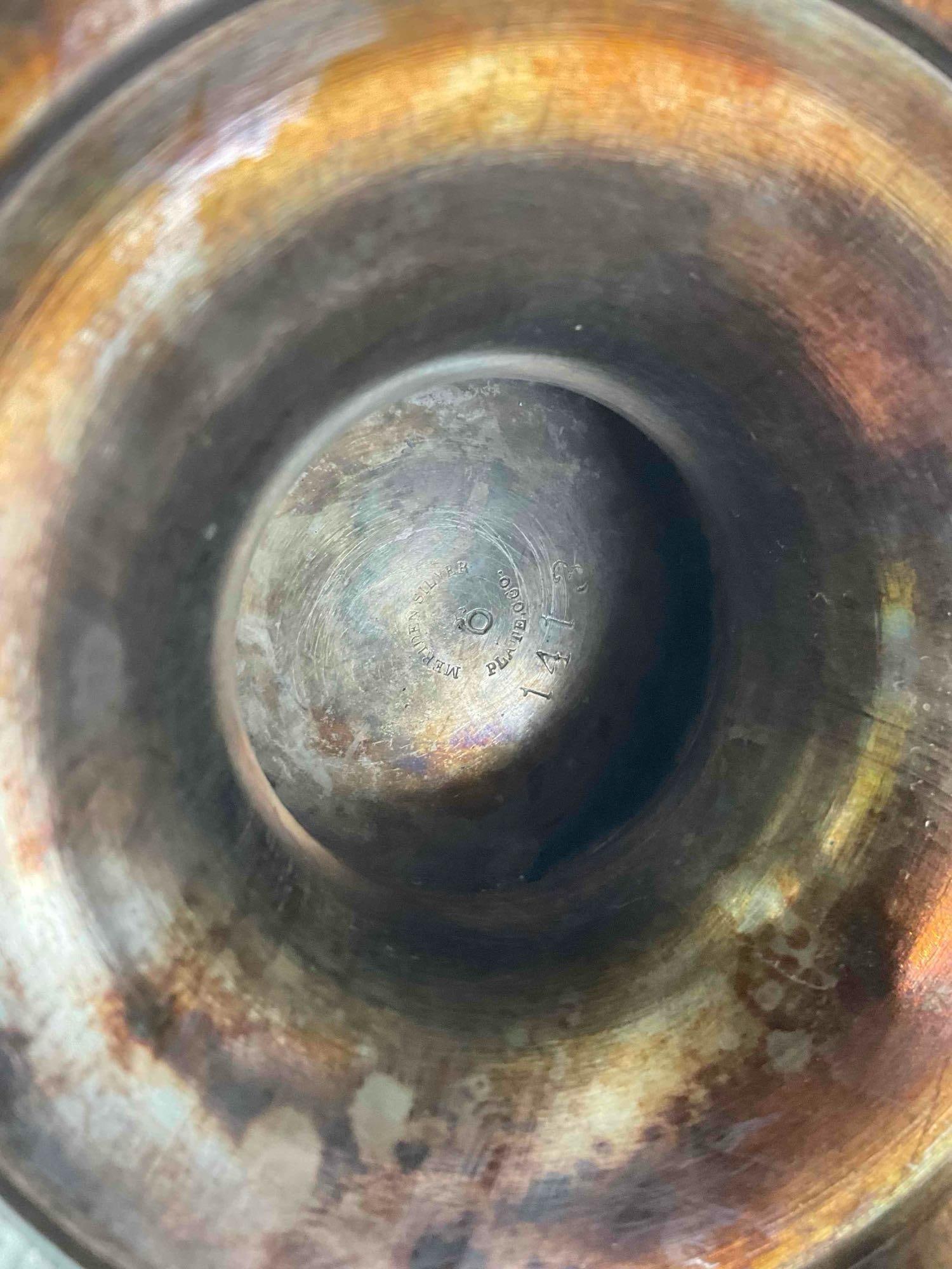 3 pcs Antique Silver Plated Tea Pots, incl. Crescent, Meriden & Engstrom. Very Good Condition. - 9