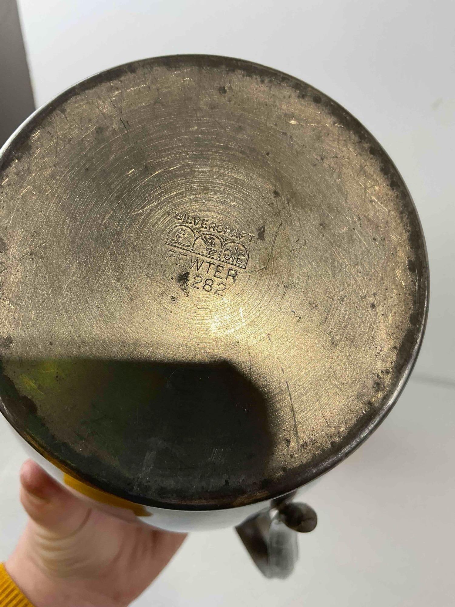 3 pcs Vintage Metal Tea Pots, incl. 1x Silvercraft Pewter & 1x Rochester Silver Plated. See pics. - 9