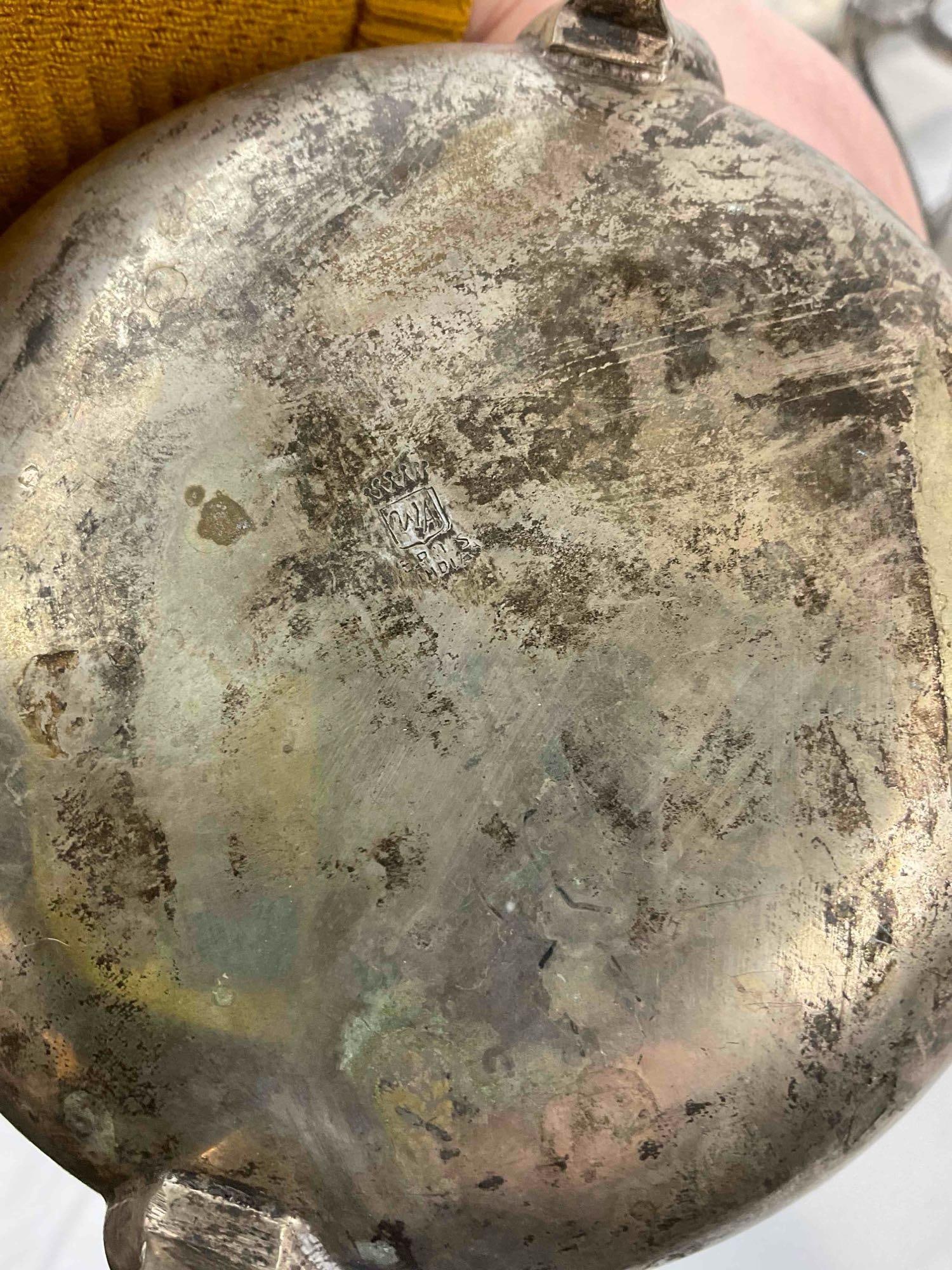 3 pcs Vintage Metal Tea Pots, incl. 1x Brass & 2x Silver Plated, incl. James Dixon & Son. See pics. - 8