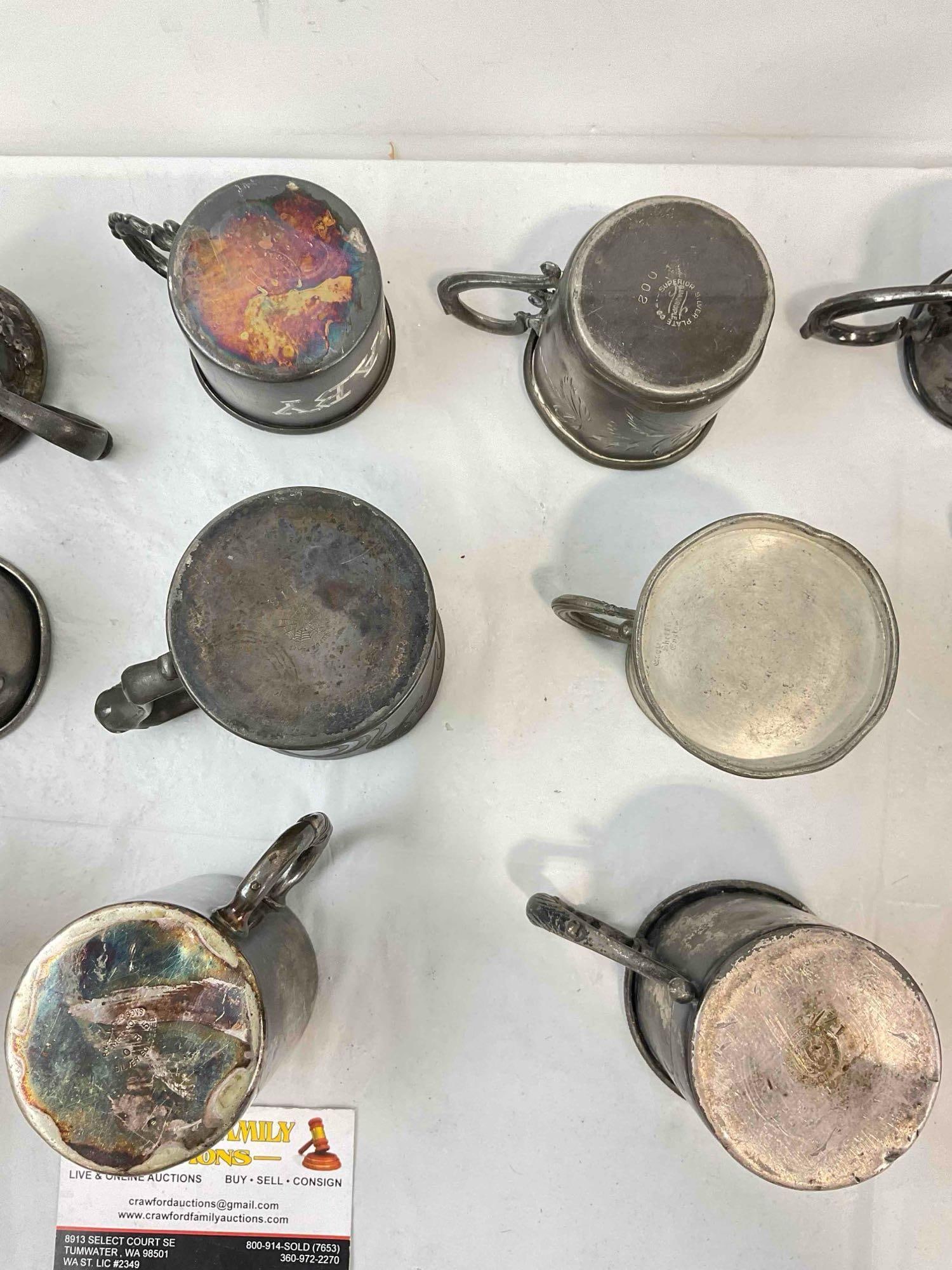 20 pcs Vintage Silver Plated & Pewter Baby Christening Mugs, incl. Sheffield & Victor Silver. - 10