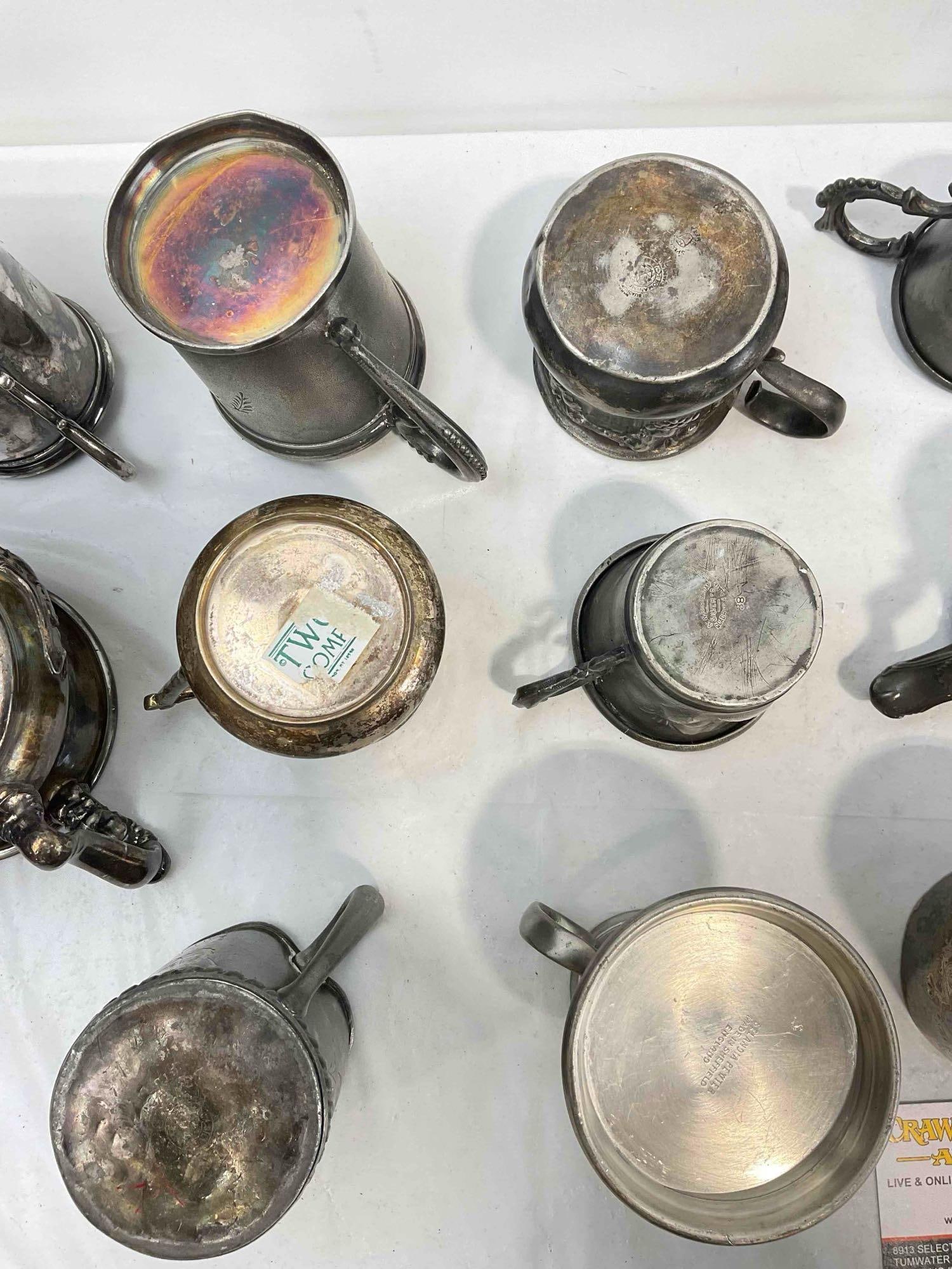 20 pcs Vintage Silver Plated & Pewter Baby Christening Mugs, incl. Sheffield & Victor Silver. - 12