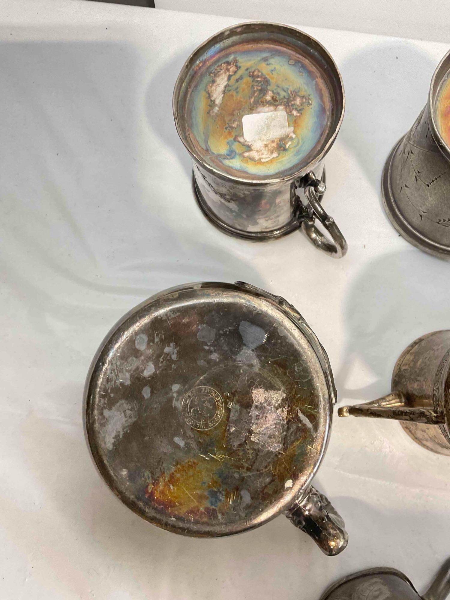 20 pcs Vintage Silver Plated & Pewter Baby Christening Mugs, incl. Sheffield & Victor Silver. - 13