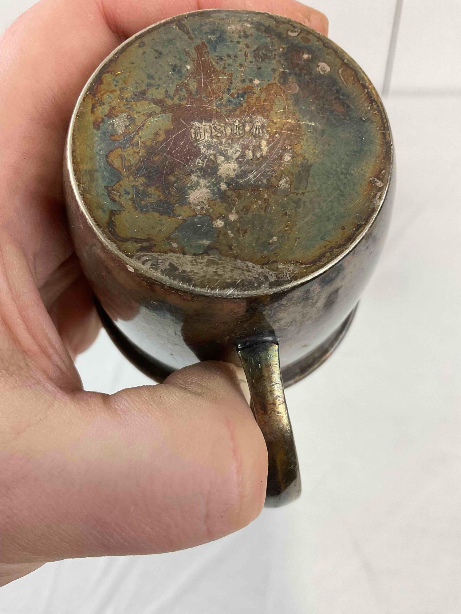 20 pcs Vintage Silver Plated & Pewter Baby Christening Mugs, incl. Sheffield & Victor Silver. - 7