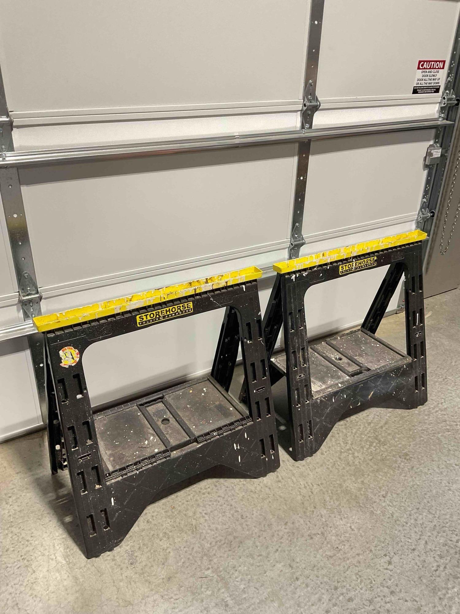 Pair of Storehouse Plastic Folding Sawhorses. Good Condition. See pics. - 2