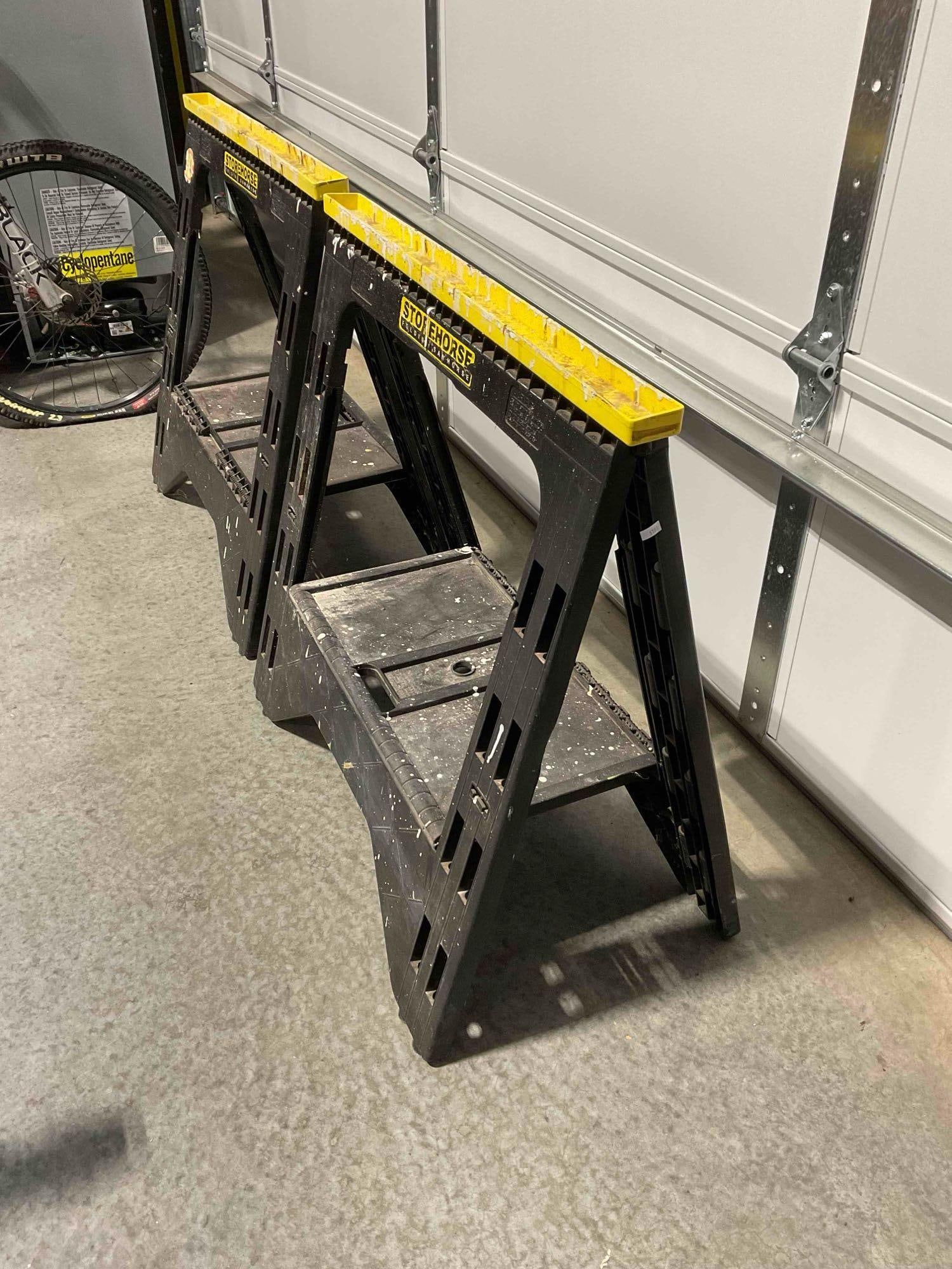 Pair of Storehouse Plastic Folding Sawhorses. Good Condition. See pics. - 3