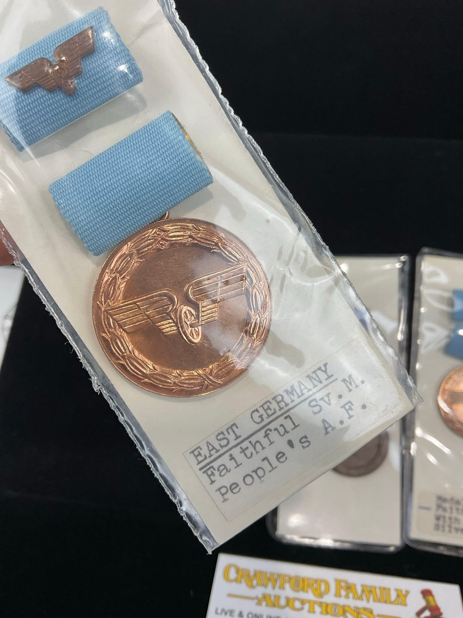 3 GDR East German Medals, Faithful Service Medal, Peoples Air Force & Railroad - 2