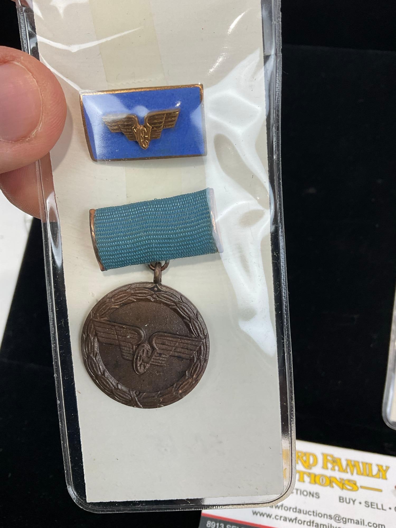 3 GDR East German Medals, Faithful Service Medal, Peoples Air Force & Railroad - 3