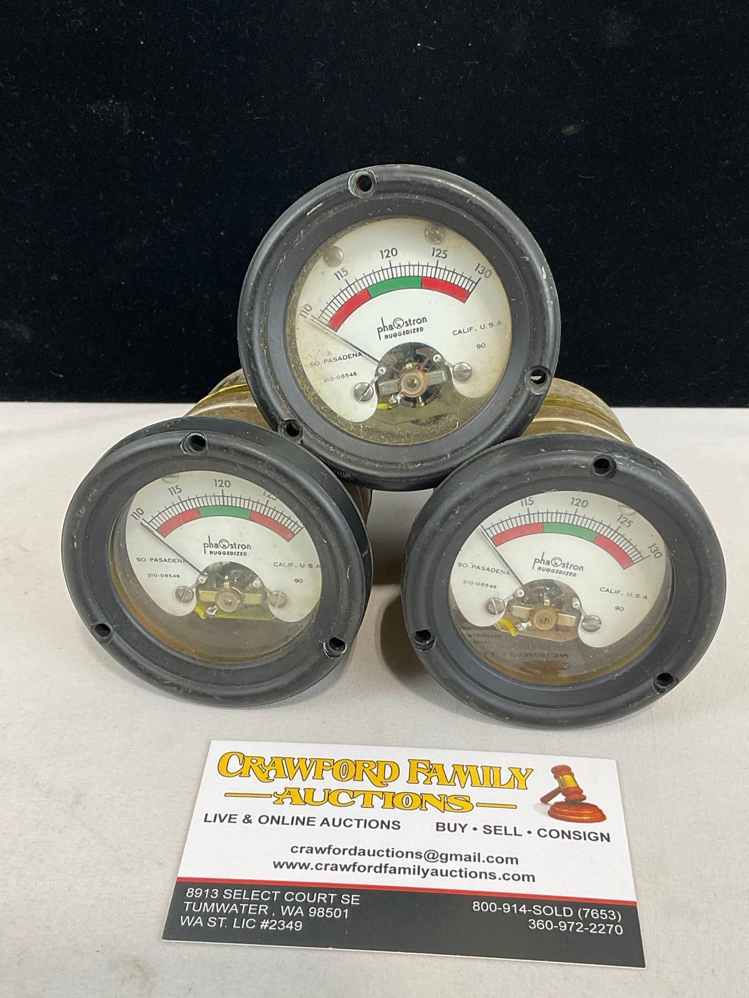 3x Voltron Phastron Ruggedized Modulation Meters, Pressure Gauges: Appears to be in good shape. The piece measures approx 4h x 8w x 6d inches. See pics. E-5180 