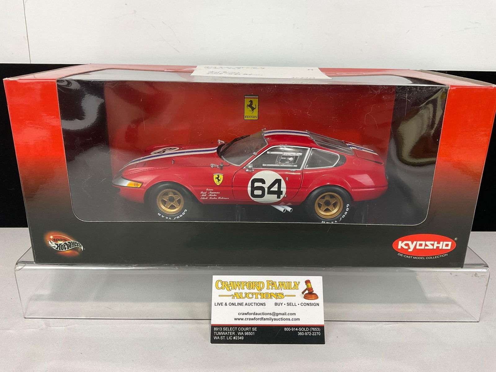 Kyosho Hot Wheels, 1/18 Scale Ferrari 365GTB/4 Daytona Competizione Red no64 Car Model, original ... (1 of 8)