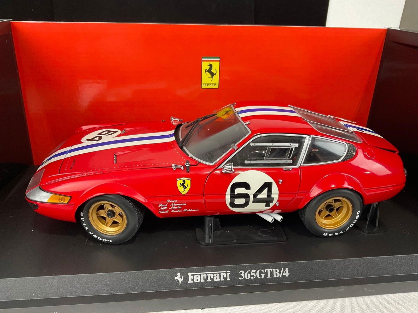 Kyosho Hot Wheels, 1/18 Scale Ferrari 365GTB/4 Daytona Competizione Red no64 Car Model, original ... - 4