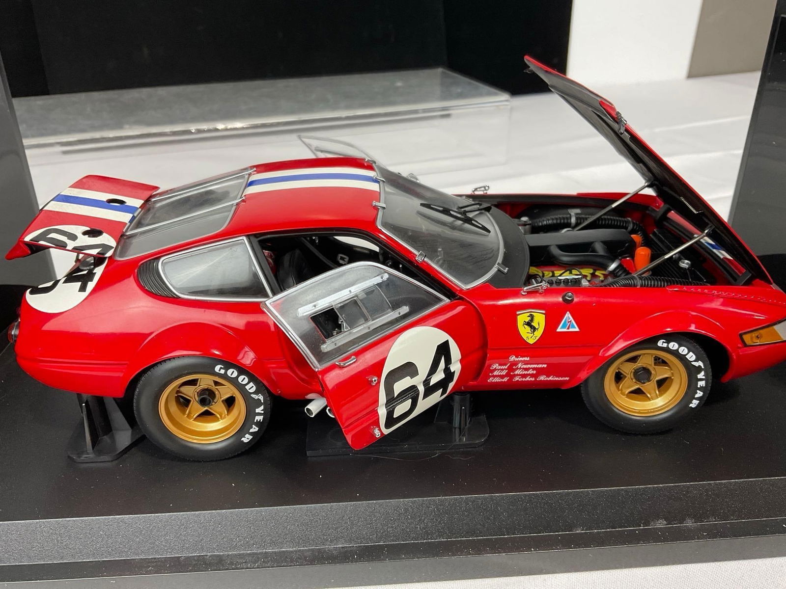 Kyosho Hot Wheels, 1/18 Scale Ferrari 365GTB/4 Daytona Competizione Red no64 Car Model, original ... - 7