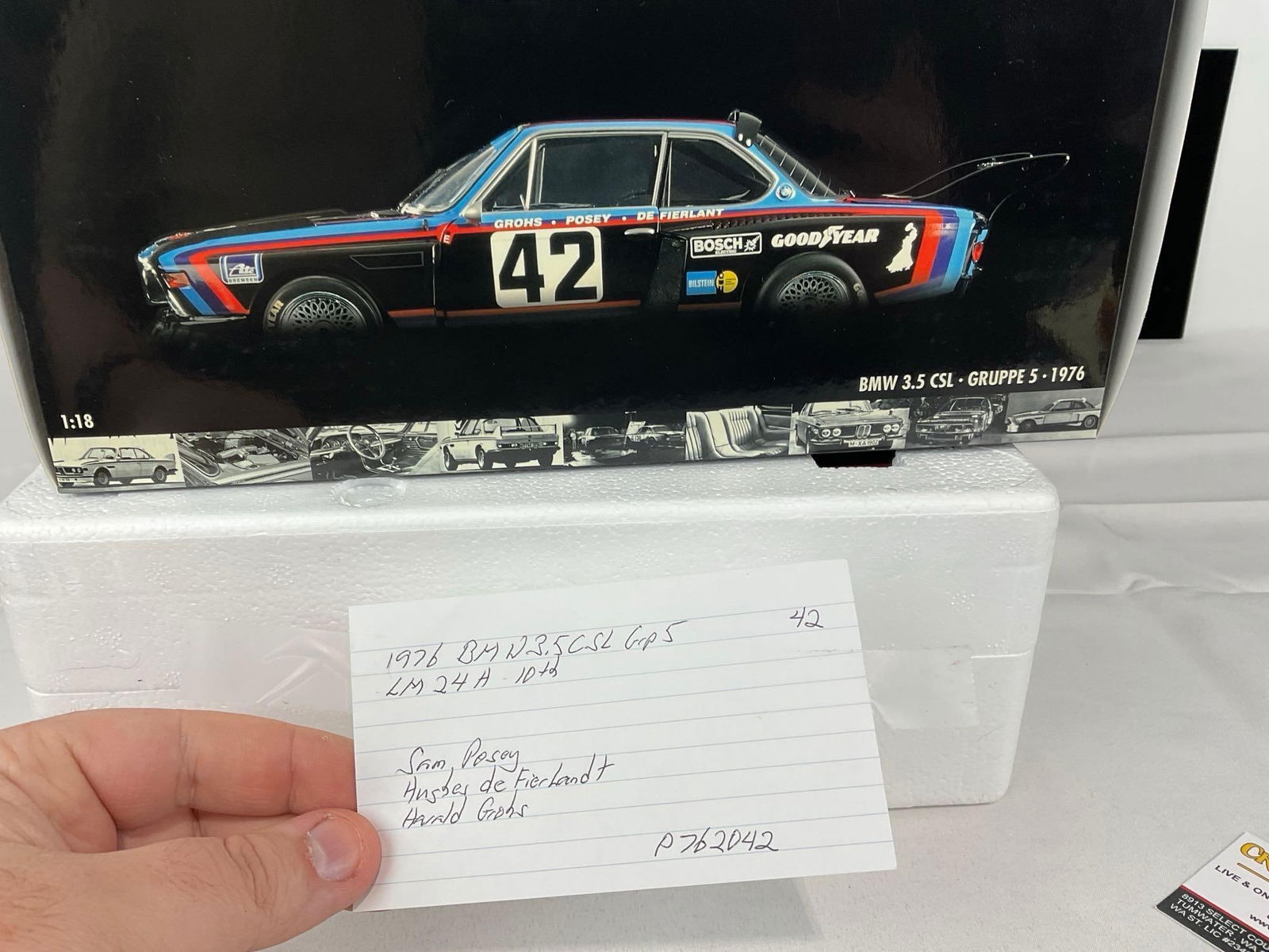Minichamps 1976 BMW 3.5 CSL Gruppe 5, 1/18 Scale Diecast Car Model orig box - 6