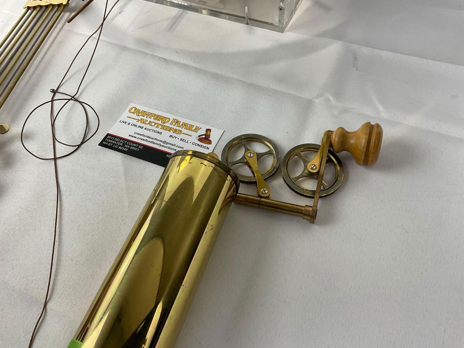 Vintage 1970s George Nelson for Howard Miller Brass & Lucite Wall Hanging Pendulum Clock w/weights - 5