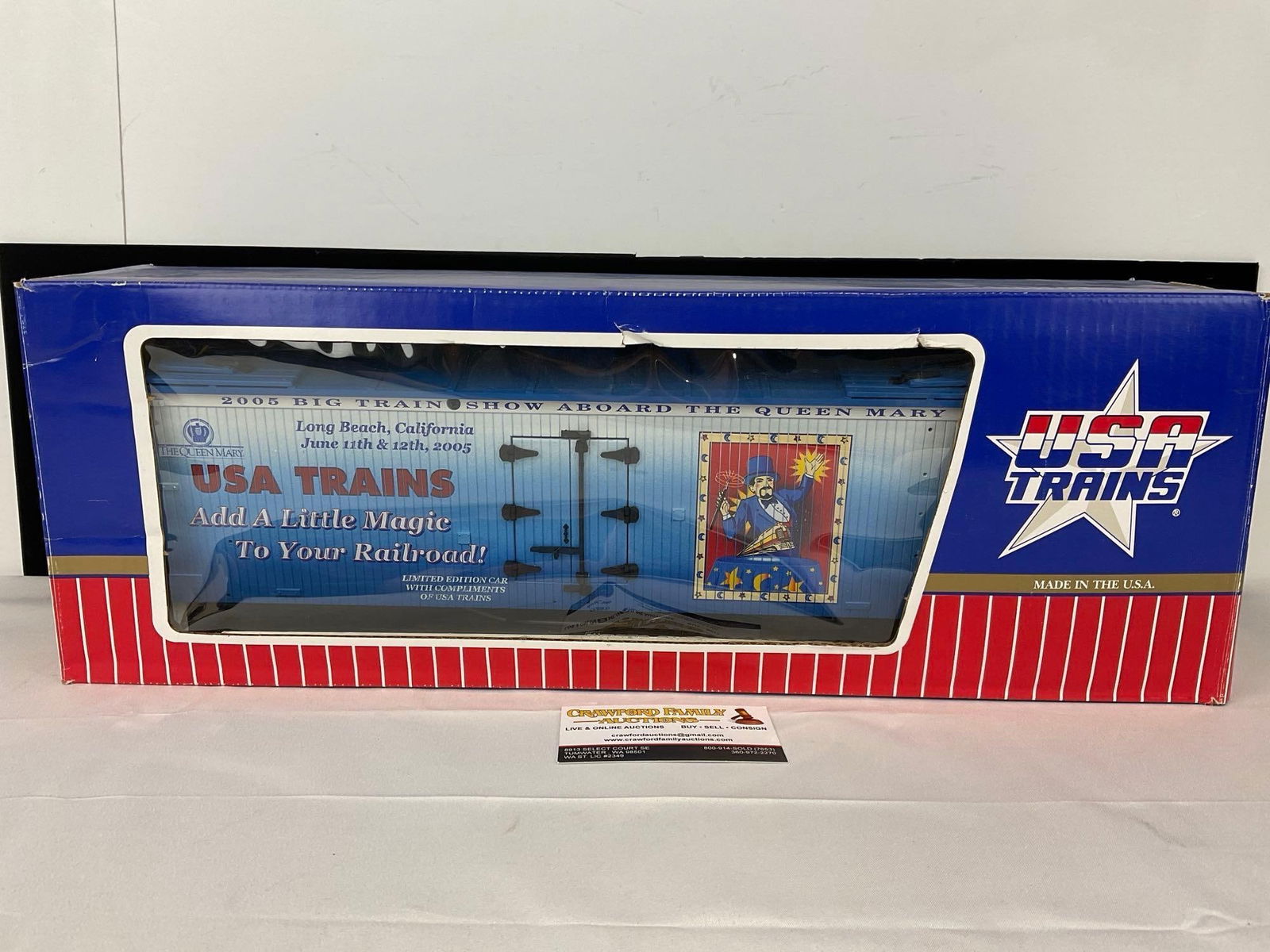 G Scale Model Train USA Trains, Big Train Show 2005 Barbeque Car Reefer Car, in box: Appears to be in fair to good shape. The piece measures approx 8h x 21w x 6d inches. See pics. E-5560