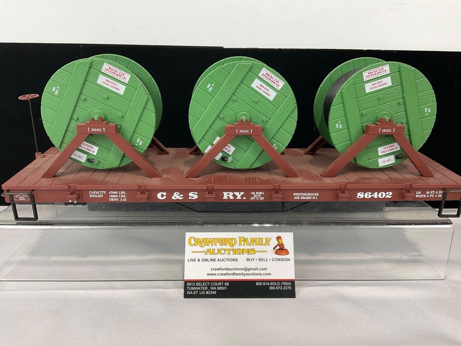 Aristo Craft Trains Flat Car w/Cable Reel Load G Scale Model Train, ART86401 Colorado & Southern - 3