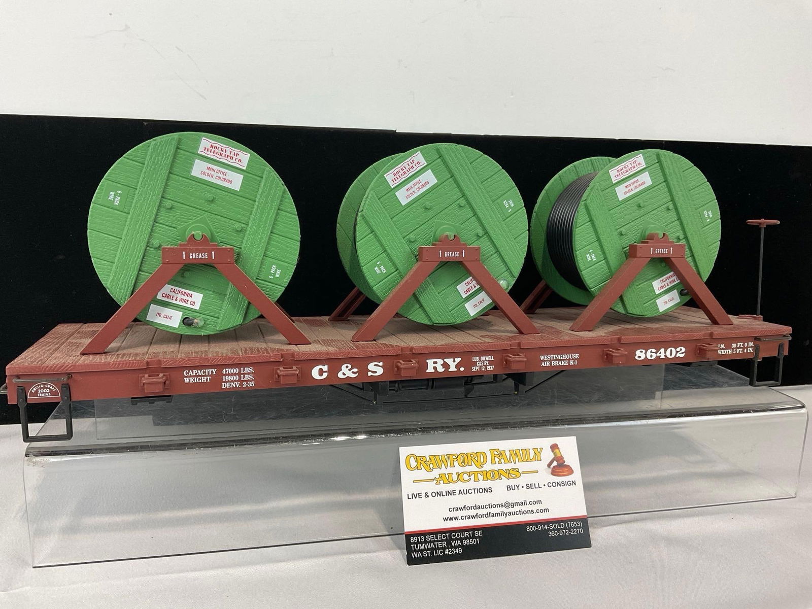 Aristo Craft Trains Flat Car w/Cable Reel Load G Scale Model Train, ART86401 Colorado & Southern - 4