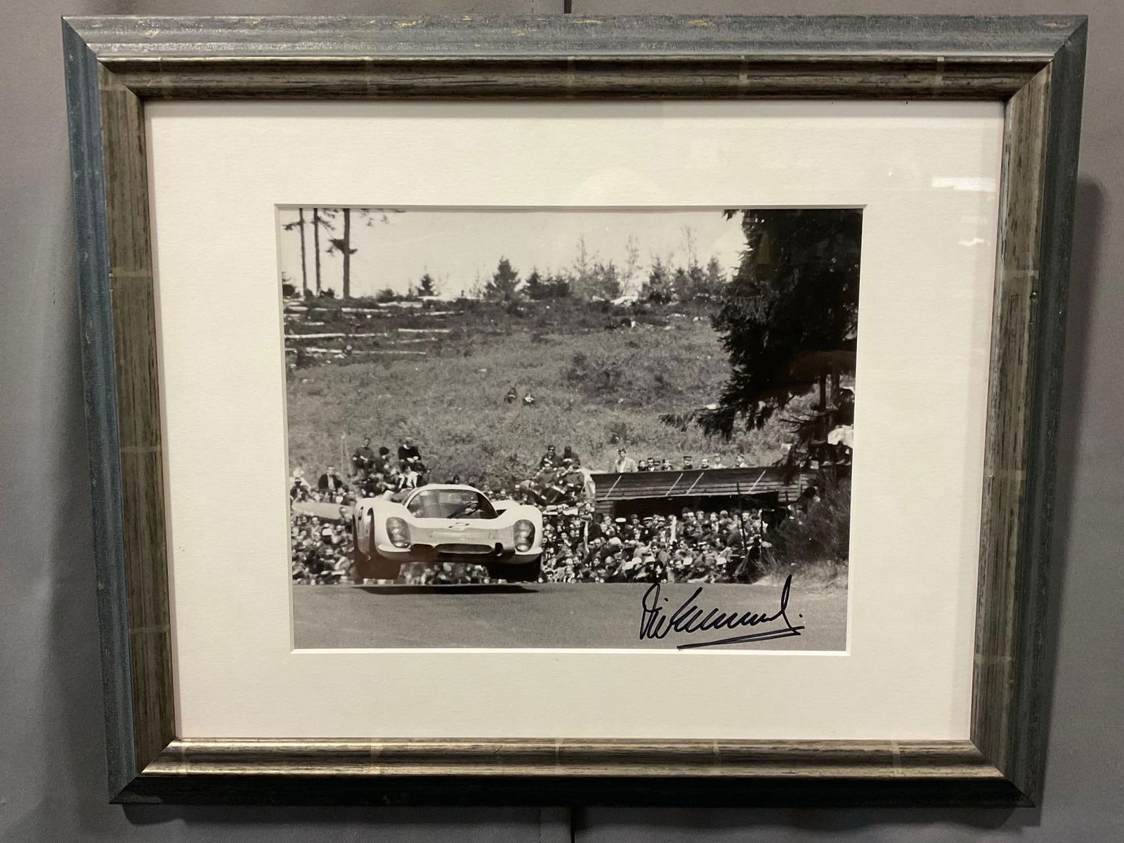 Framed Vintage Racing Photo, Jo Siffert & Vic Elford, Signed, Porsche 908 1968, by Yves Debraine: For the Nurburgring 1000KM in 1968. Appears to be in good shape. The piece measures approx 14h x 17w x 3d inches. See pics. E-5420 