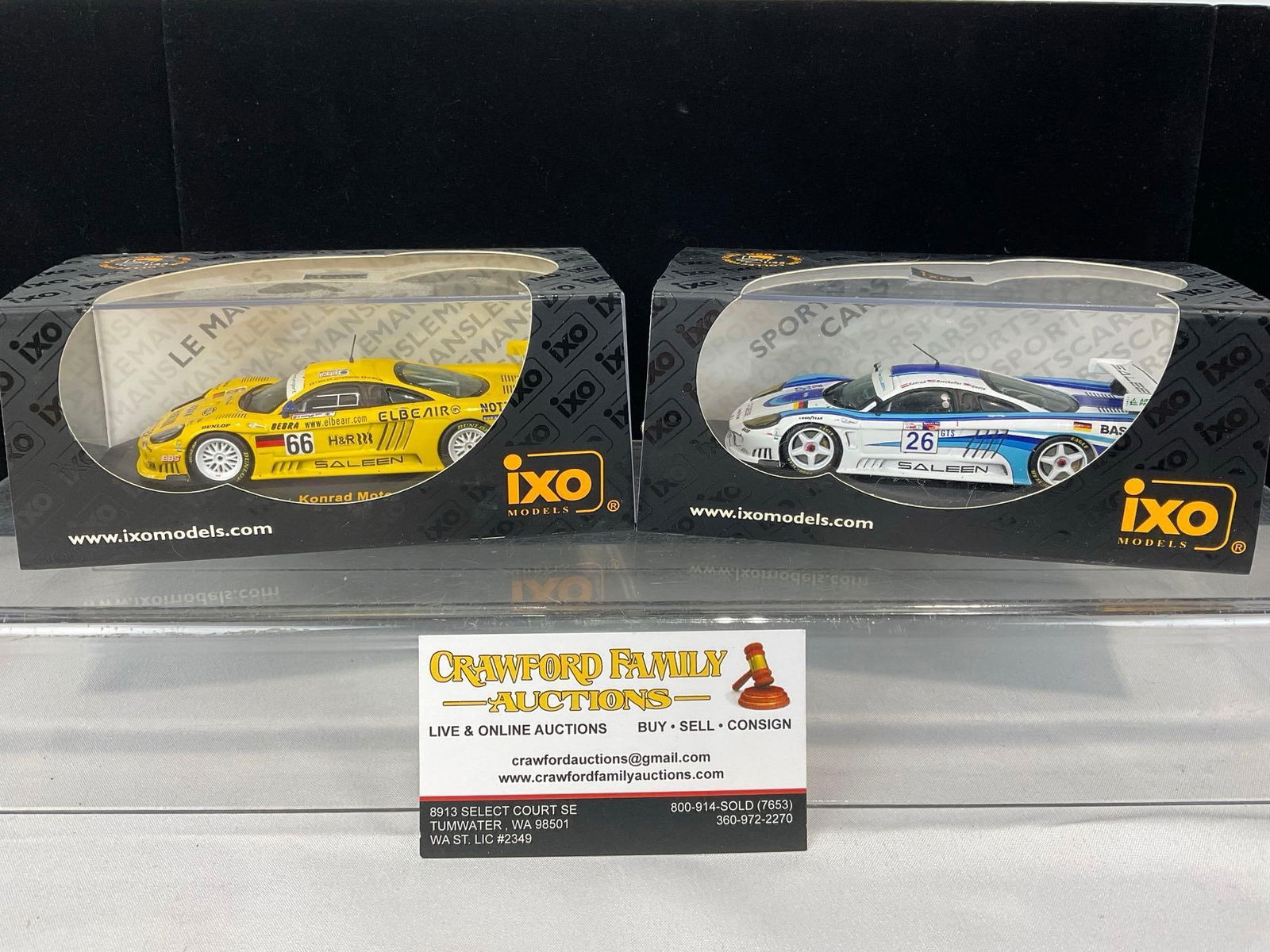 Pair of IXO Models Saleen S7 Franz Konrad 1/43 Scale Diecast Car Models, LM 24H & Sebring Class: Appears to be in good shape. The piece measures approx 6h x 7w x 4d inches. See pics. E-5420 