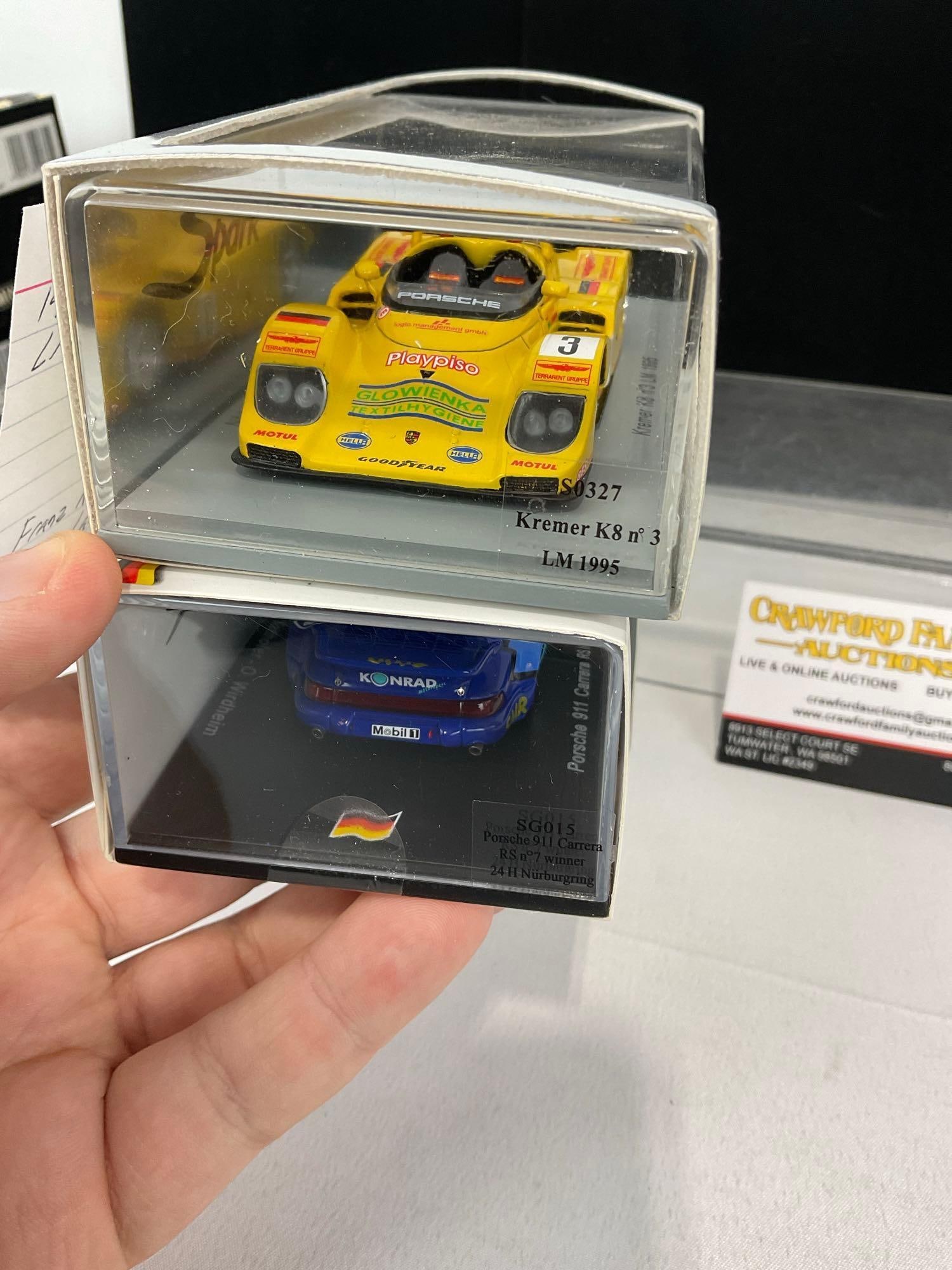 Pair of Spark Franz Konrad 1/43 Scale Diecast Car Models, 1995 Kremer K8 LM24H & 1993 Porsche 911... - 2