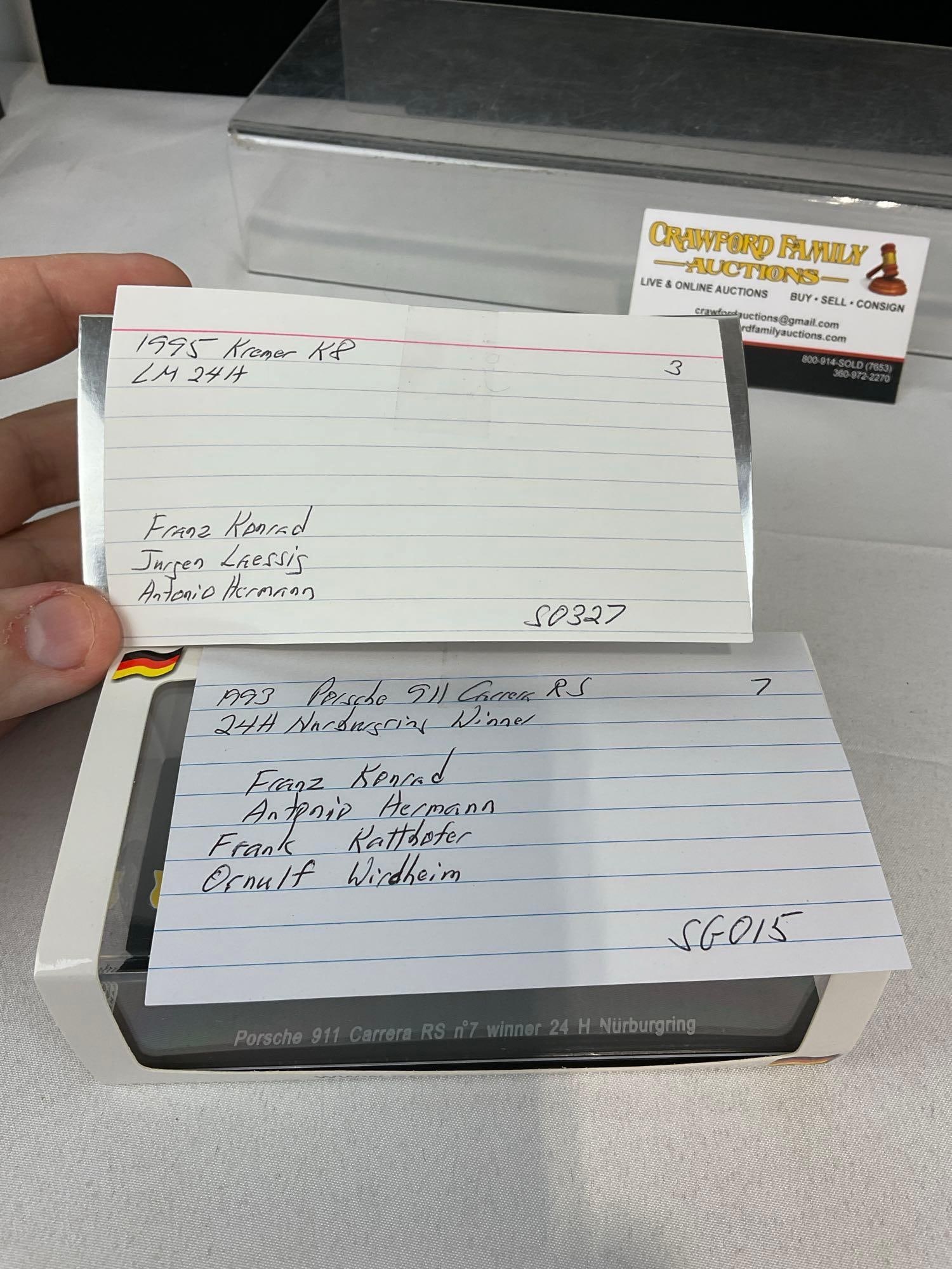 Pair of Spark Franz Konrad 1/43 Scale Diecast Car Models, 1995 Kremer K8 LM24H & 1993 Porsche 911... - 9