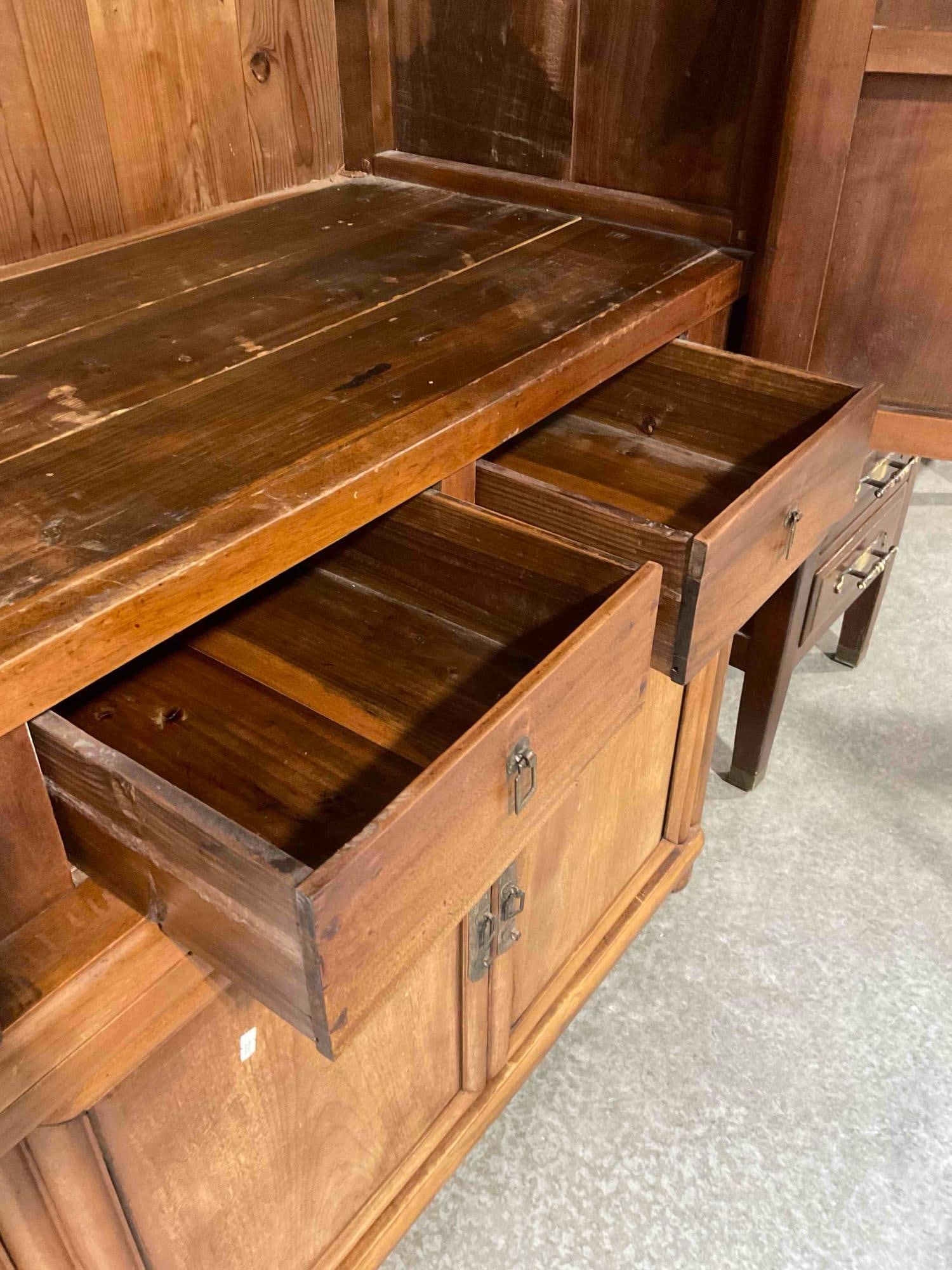 Antique? Handsome Chinese Elm? Wood Armoire Media Cabinet. Very Good Condition. See pics. - 6