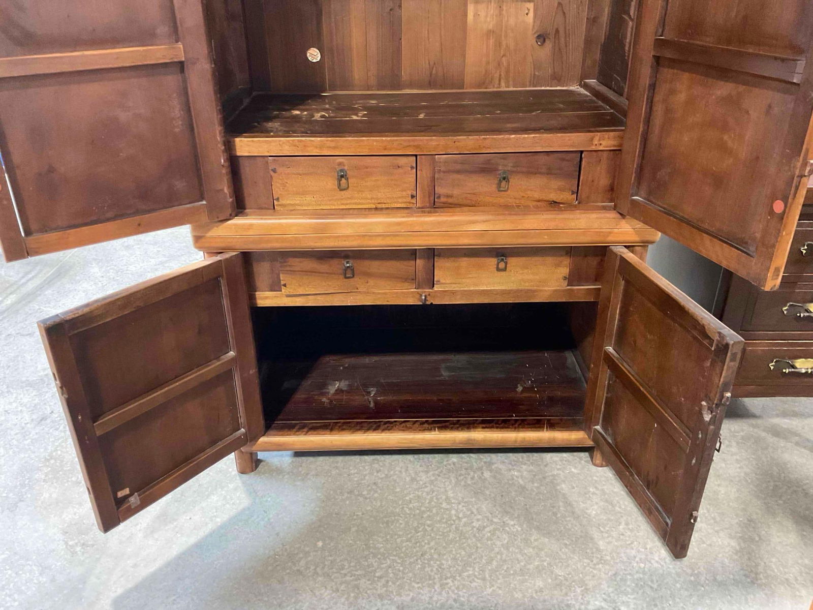 Antique? Handsome Chinese Elm? Wood Armoire Media Cabinet. Very Good Condition. See pics. - 7