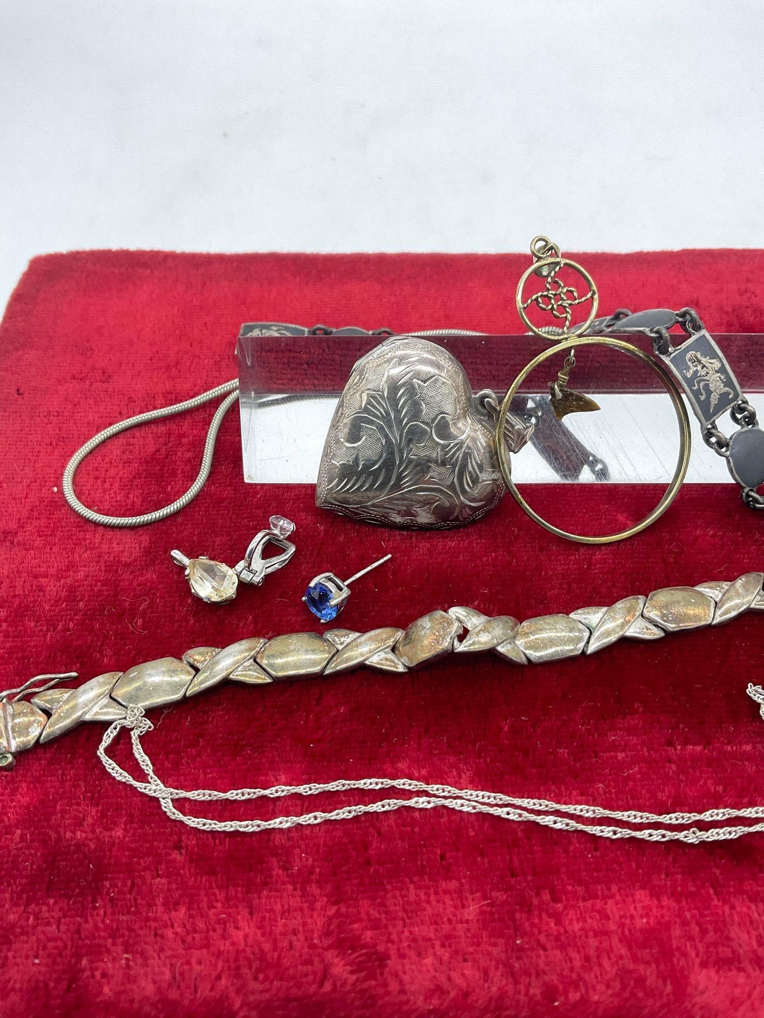 Sterling silver mixed jewelry 2 x bracelets, 2x necklace's, 3x pendants, 2x earrings 54.46 Grams - 2