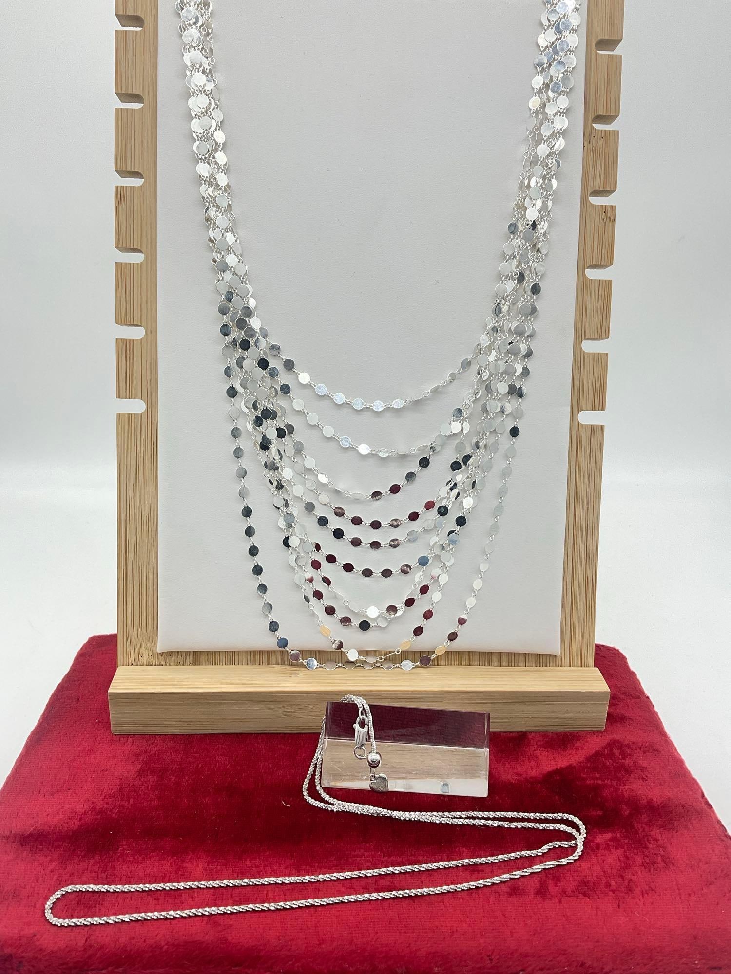 2 x Sterling silver Karizia SPA 1772 Necklaces featuring a Stunning 10 Strand Disc bib Necklace: c-414 24" & 22" TW 37.06 Grams 