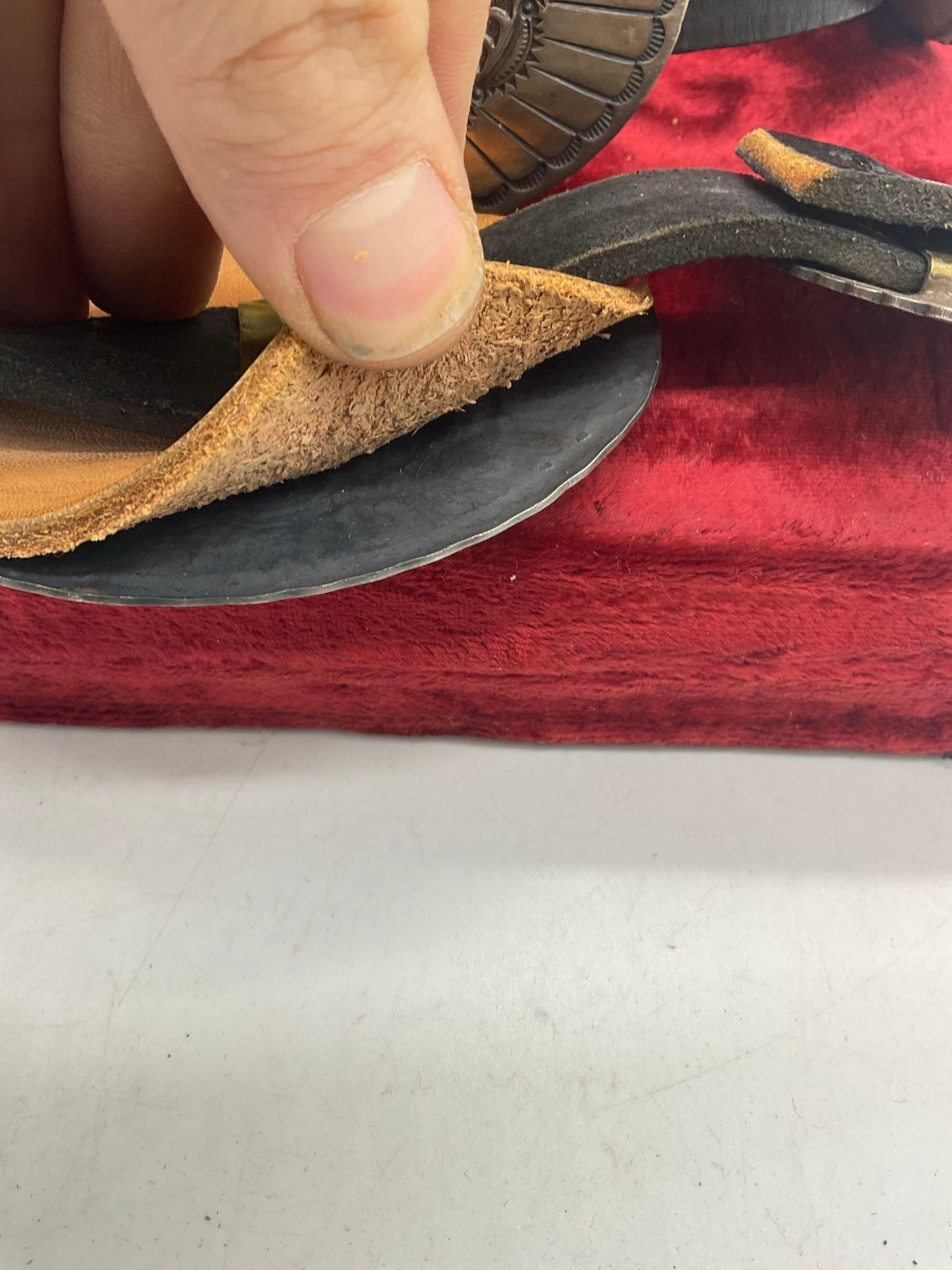 Vintage Navajo large Sterling silver Concho Belt w/ 7 conchos & Belt Buckle see pics - 8