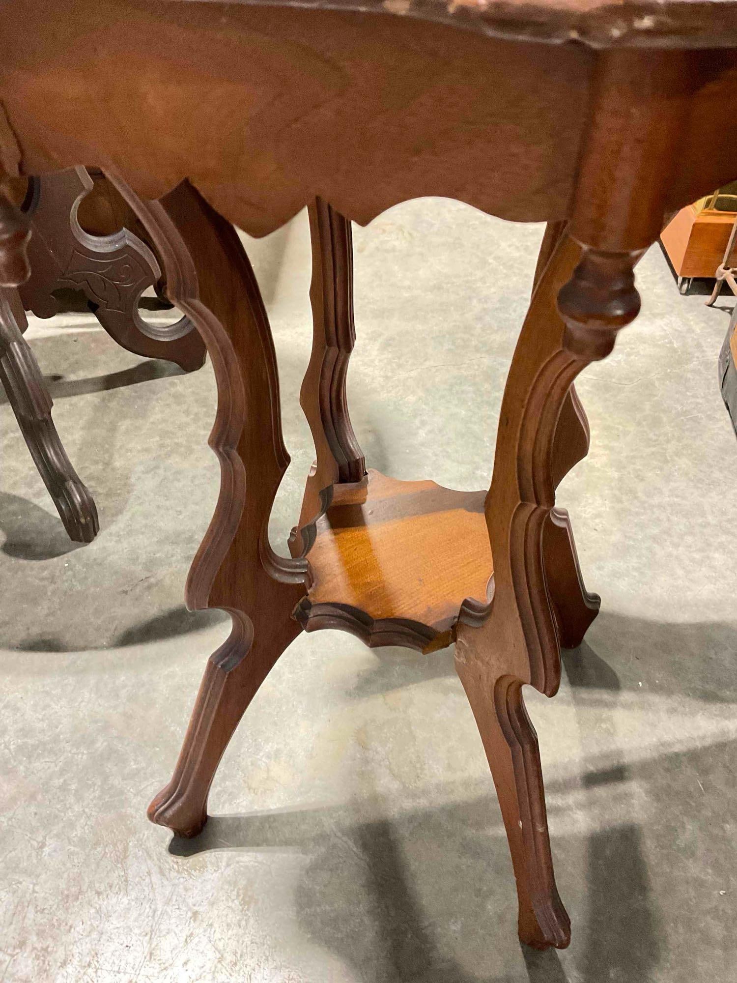 Charming Antique Eastlake? Mahogany Side Table w/ Intricately Contoured Rim & Legs. See pics. - 5