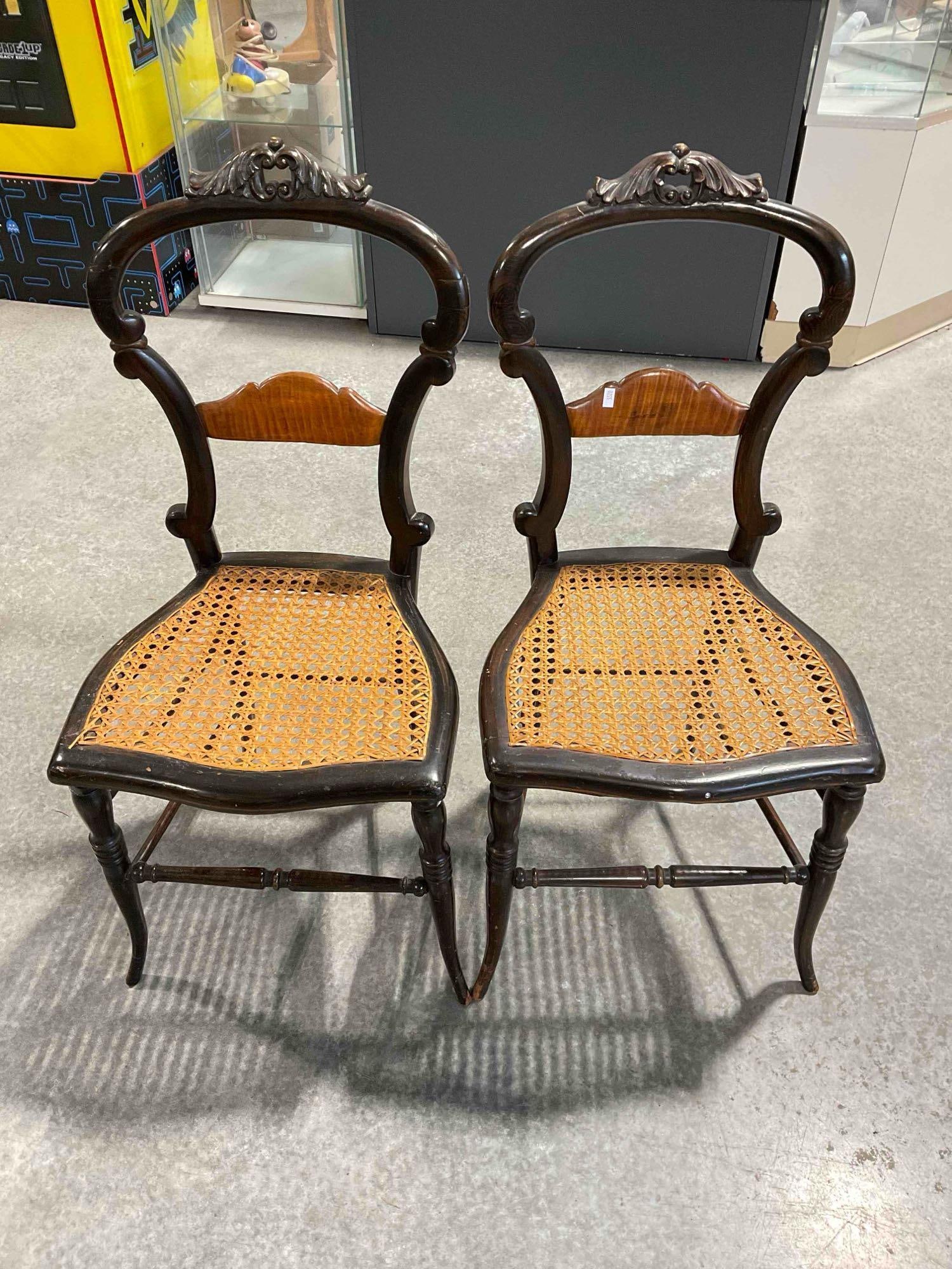Pair of Beautiful Antique Napoleon III Style Cane Seat Bedroom Chairs. Excellent Condition. See (1 of 6)