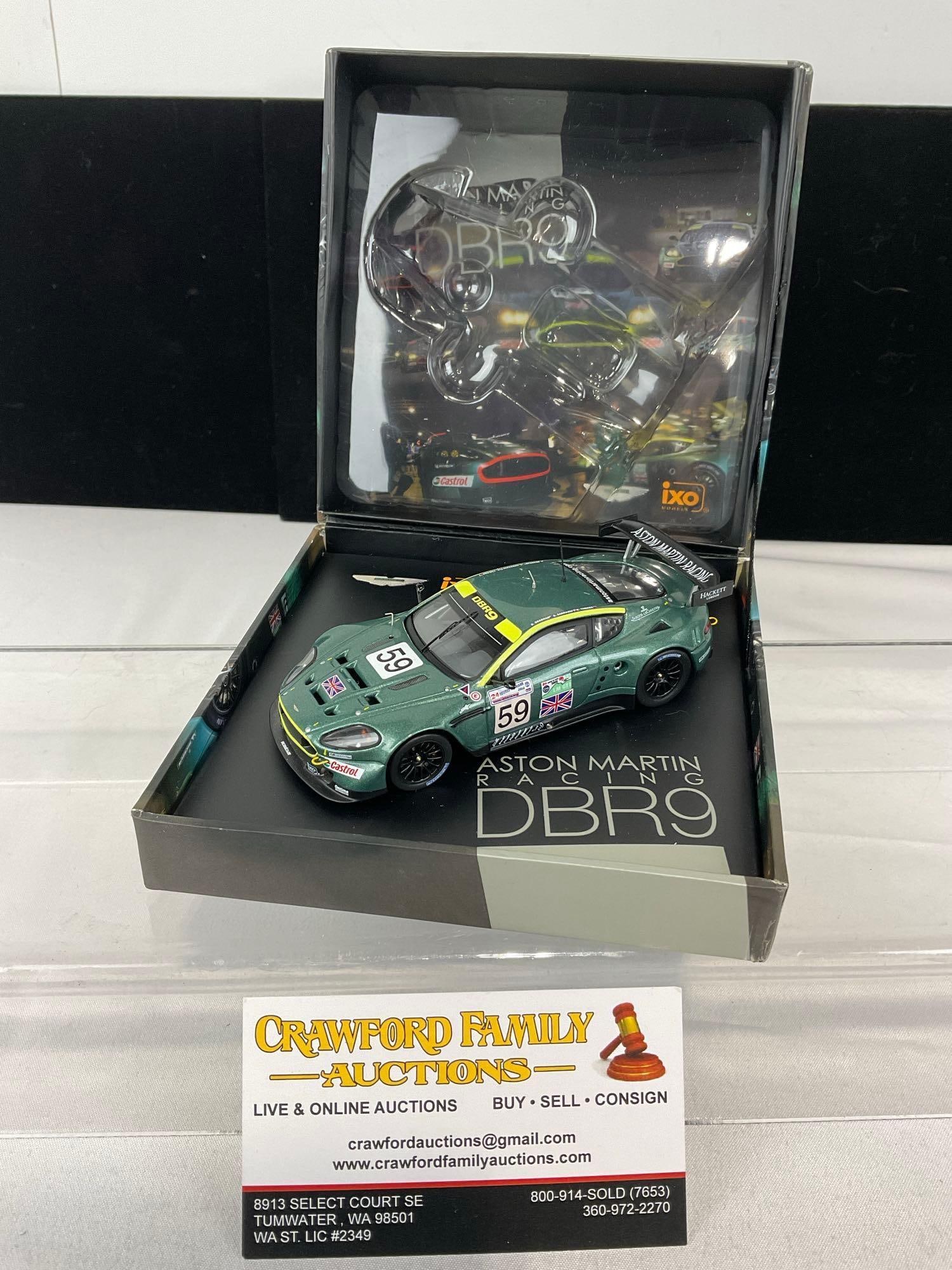 IXO Models 2005 Aston Martin DBR9 LM 24H, 1/43 Scale Diecast Car Model orig box: Appears to be in good shape. The piece measures approx 5h x 6w x 6d inches. See pics. E-5420 