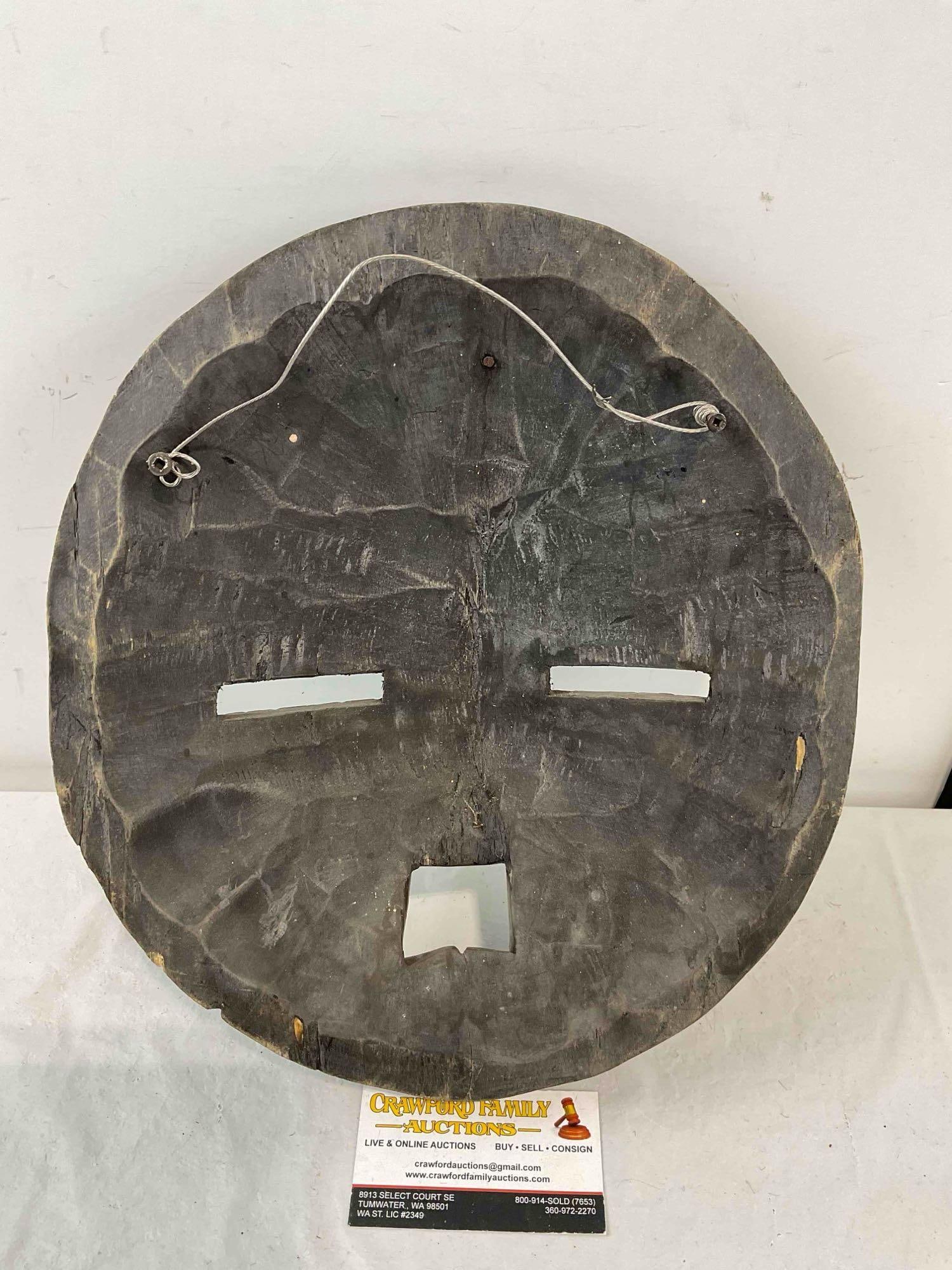 Vintage Ghanaian Carved Wooden Face Mask Wall Hanging. Very Good Condition. See pics. - 3