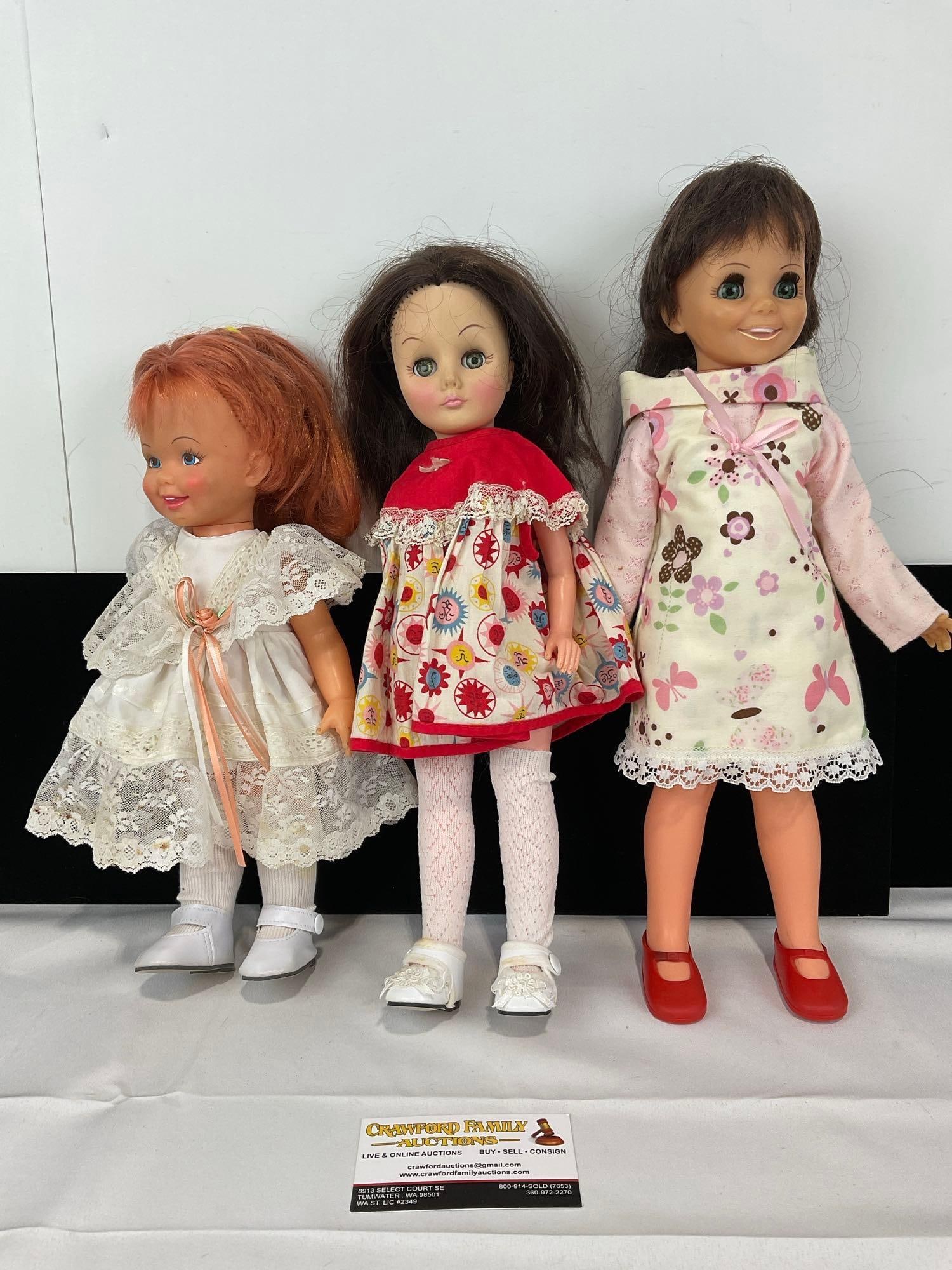 2 Ideal Dolls 1970 & 1971 w/ Retractable Hair, & Effanbee 1978 w/ Flower Dress (1 of 8)