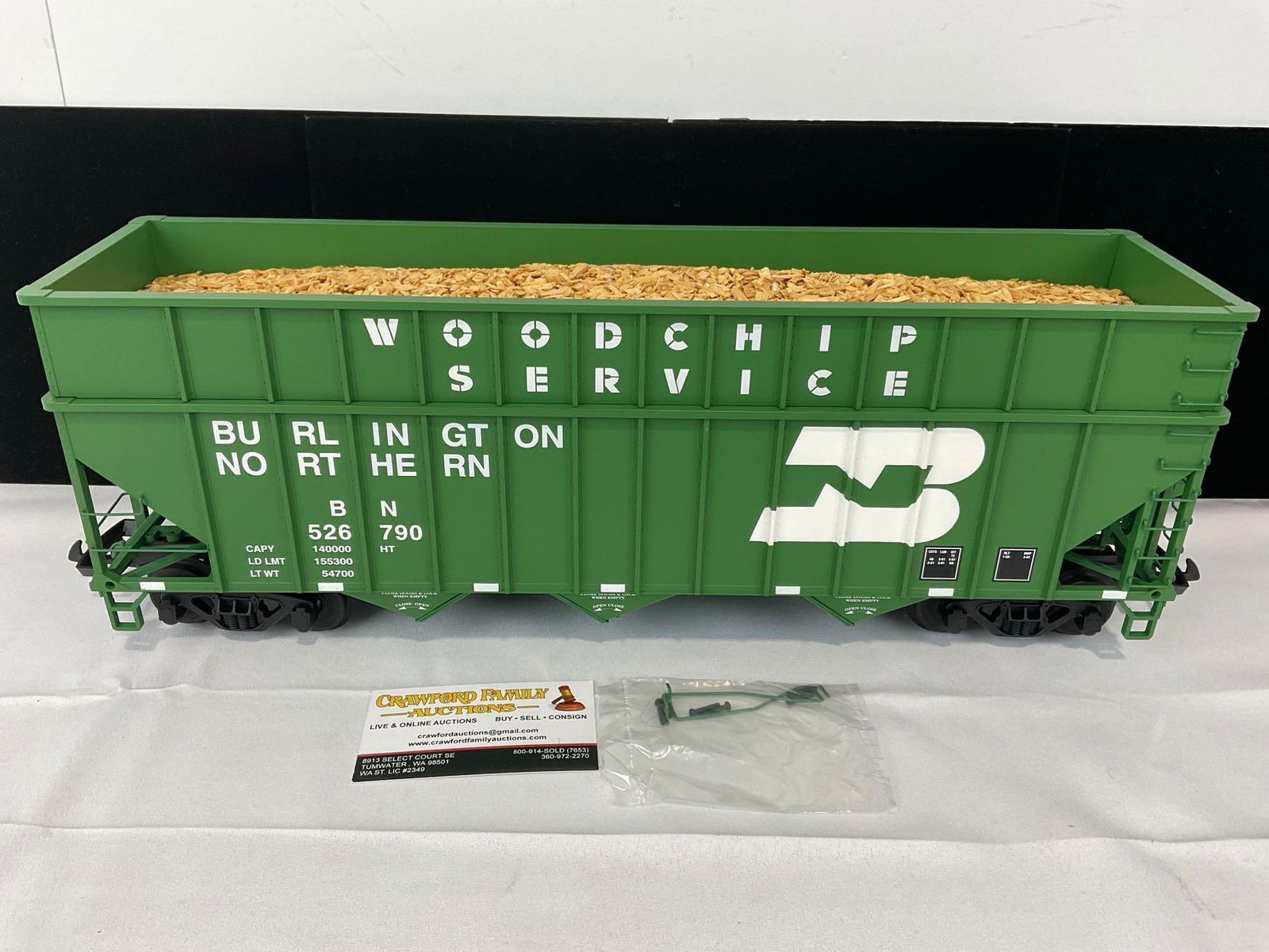 G Scale Model Train Burlington Northern Woodchip Car #R14089 USA Trains, in box - 2