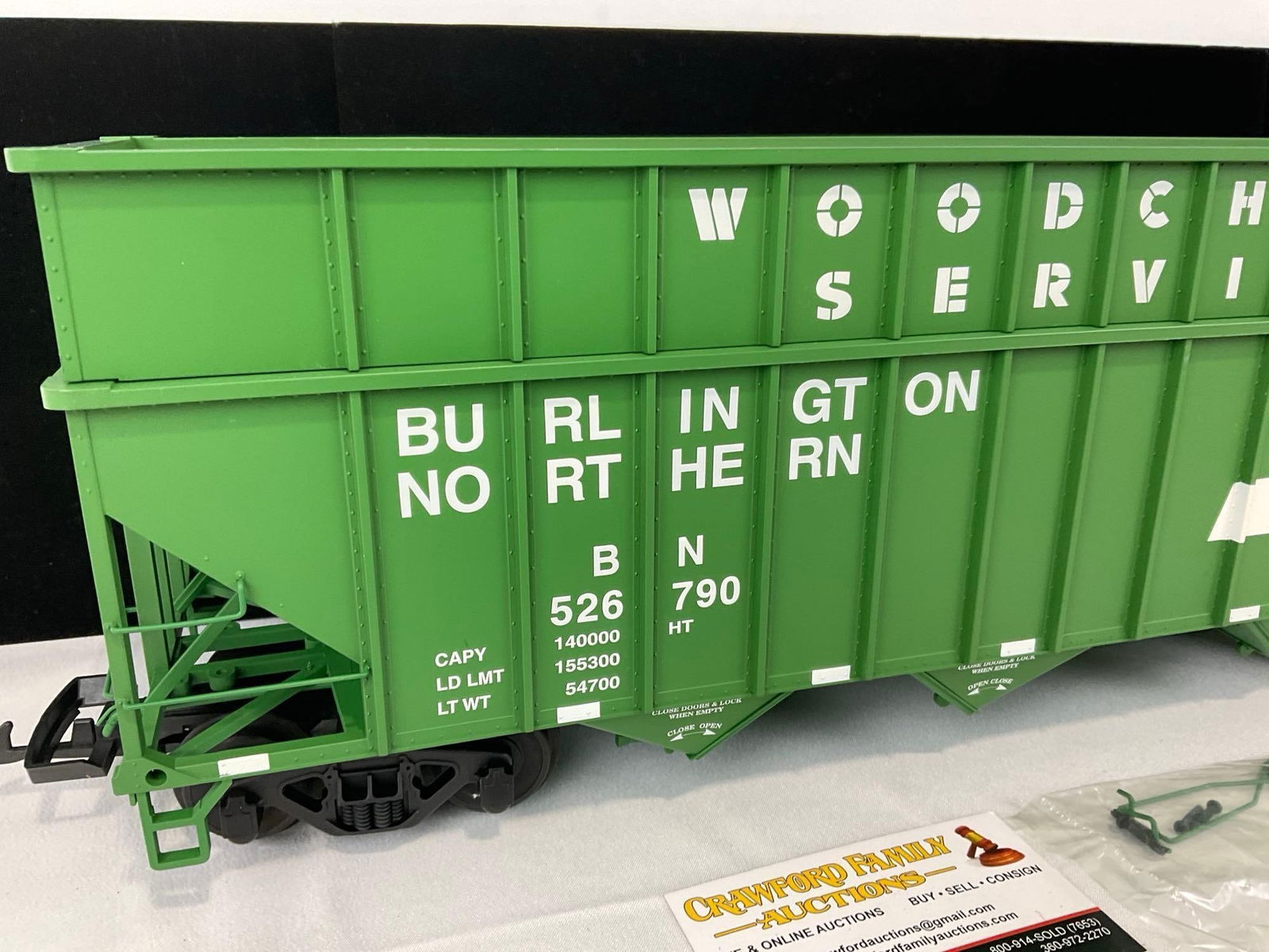 G Scale Model Train Burlington Northern Woodchip Car #R14089 USA Trains, in box - 3