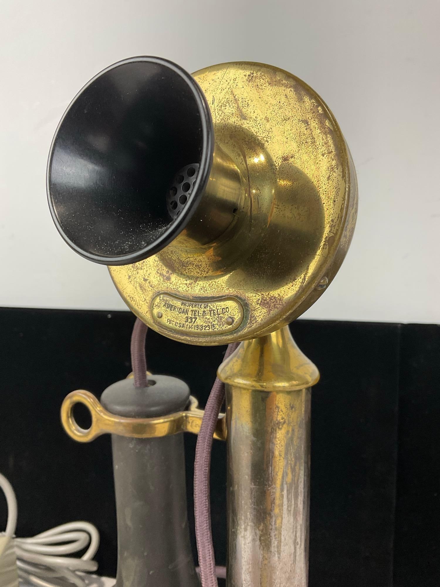 Early 20th Century 1930s~ Old Fashioned Western Electric Brass Telephone, Converted to modern plug - 2