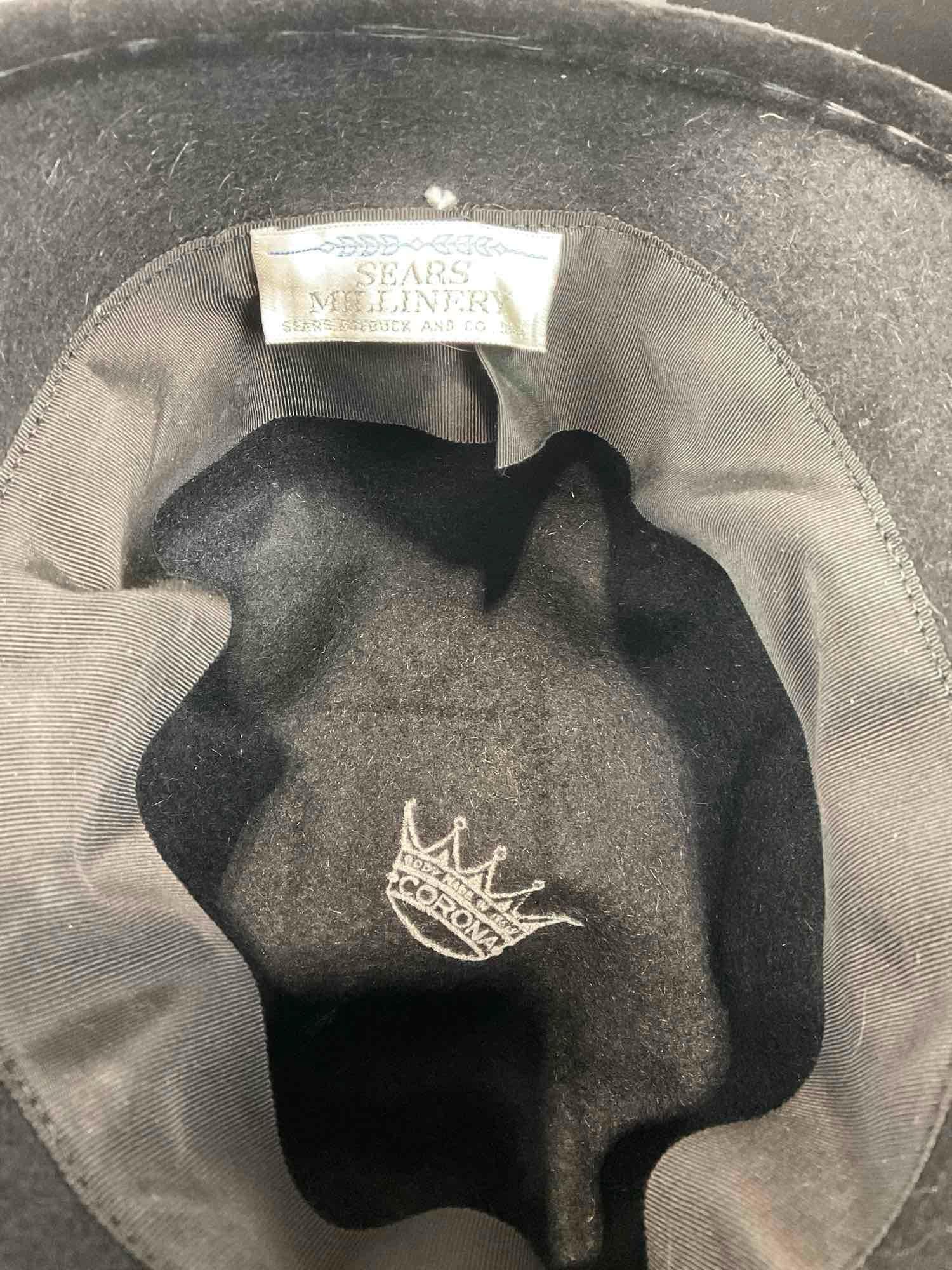 Plaid Dobbs Fedora Hat Size 7 1/2 & Sears Millinery, Corona made in Italy, Cloche Style Hat in box - 8