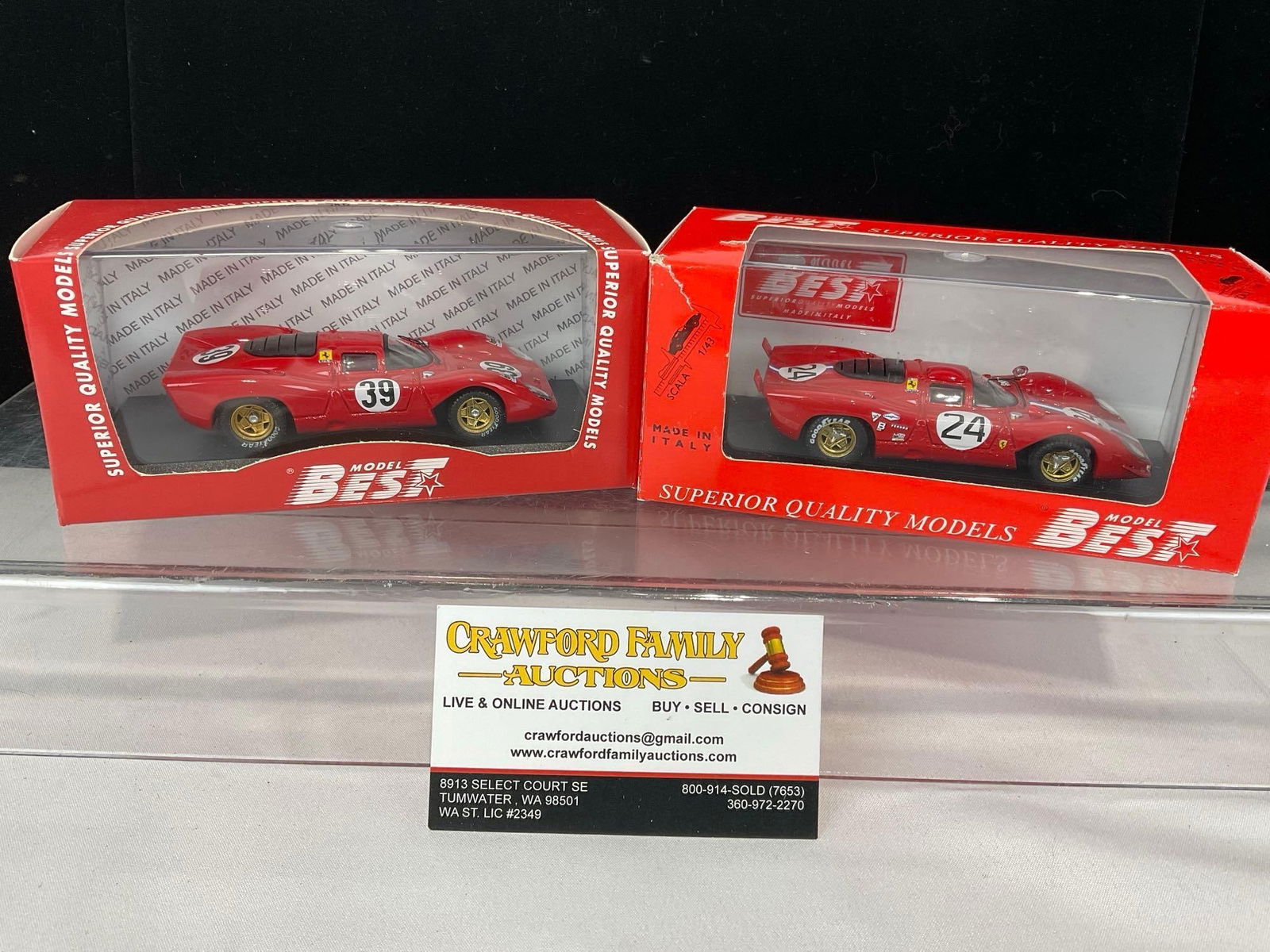 Pair of Model Best Ferrari 312P 1970 1/43 Scale Diecast Car Models,w/ orig box, Le Mans & Daytona: Appears to be in good shape. The piece measures approx 6h x 7w x 4d inches. See pics. E-5420 