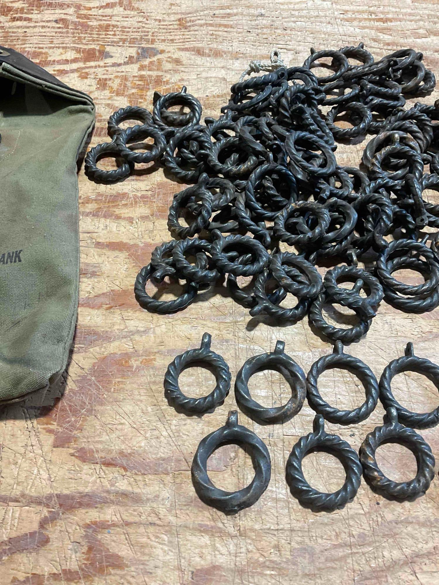 Collection of 50+ Iron, Hand Forged, Spiral Twisted Ring Door Knockers - 3