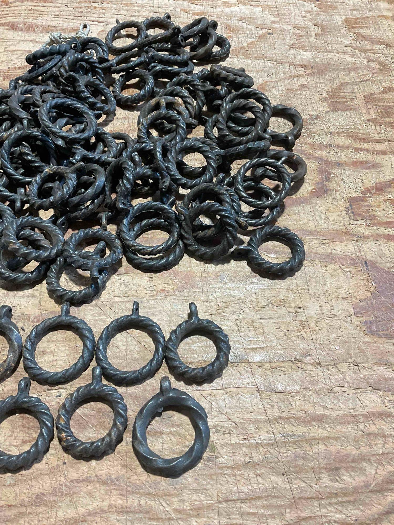 Collection of 50+ Iron, Hand Forged, Spiral Twisted Ring Door Knockers - 4