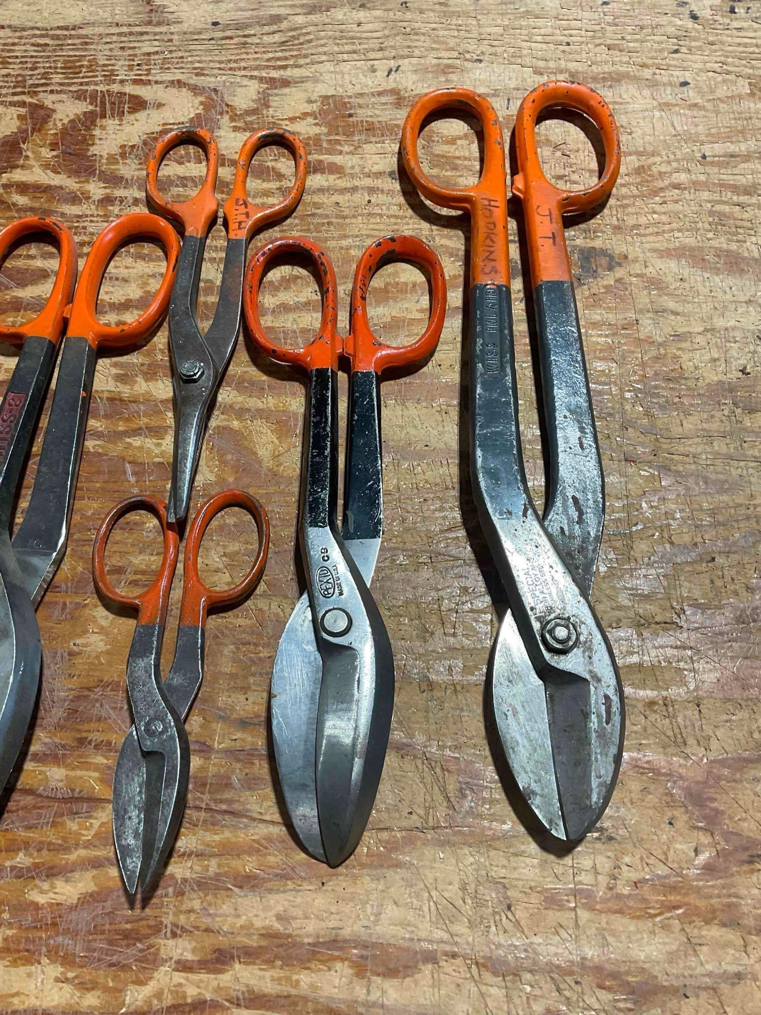 Collection Of Large Steel Forged Shears Including Wiss Brand, Pexto, and S&H co - 3